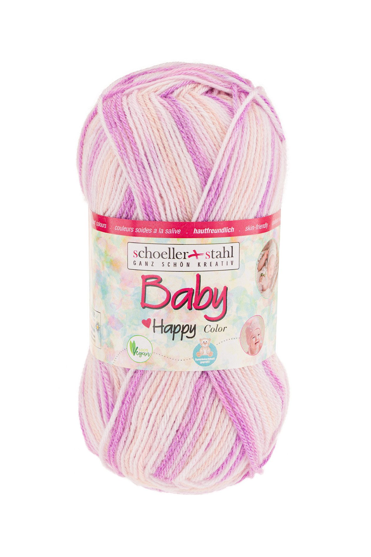 Schoeller + Stahl Baby Happy Color Häkelwolle, 185 m, wunderbar weiches, pflegeleichtes Garn mit fröhlichen Farbakzenten
