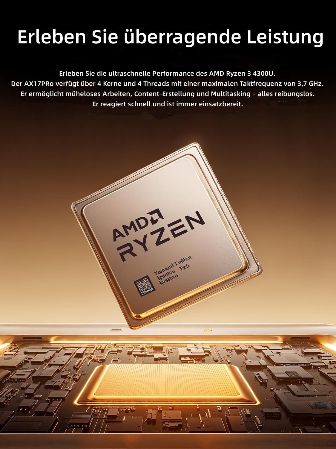 ACEMAGIC 17.3 Zoll, AMD Ryzen 3 4300U, 16GB RAM, 512 GB SSD,AMD Radeon Graphics Notebook (AMD AMD Ryzen™ 3 4300U, AMD, 16 GB, 512 GB SSD, 180° Drehung, Mit Zifernblock, Deutsche Tastaturaufkleber)