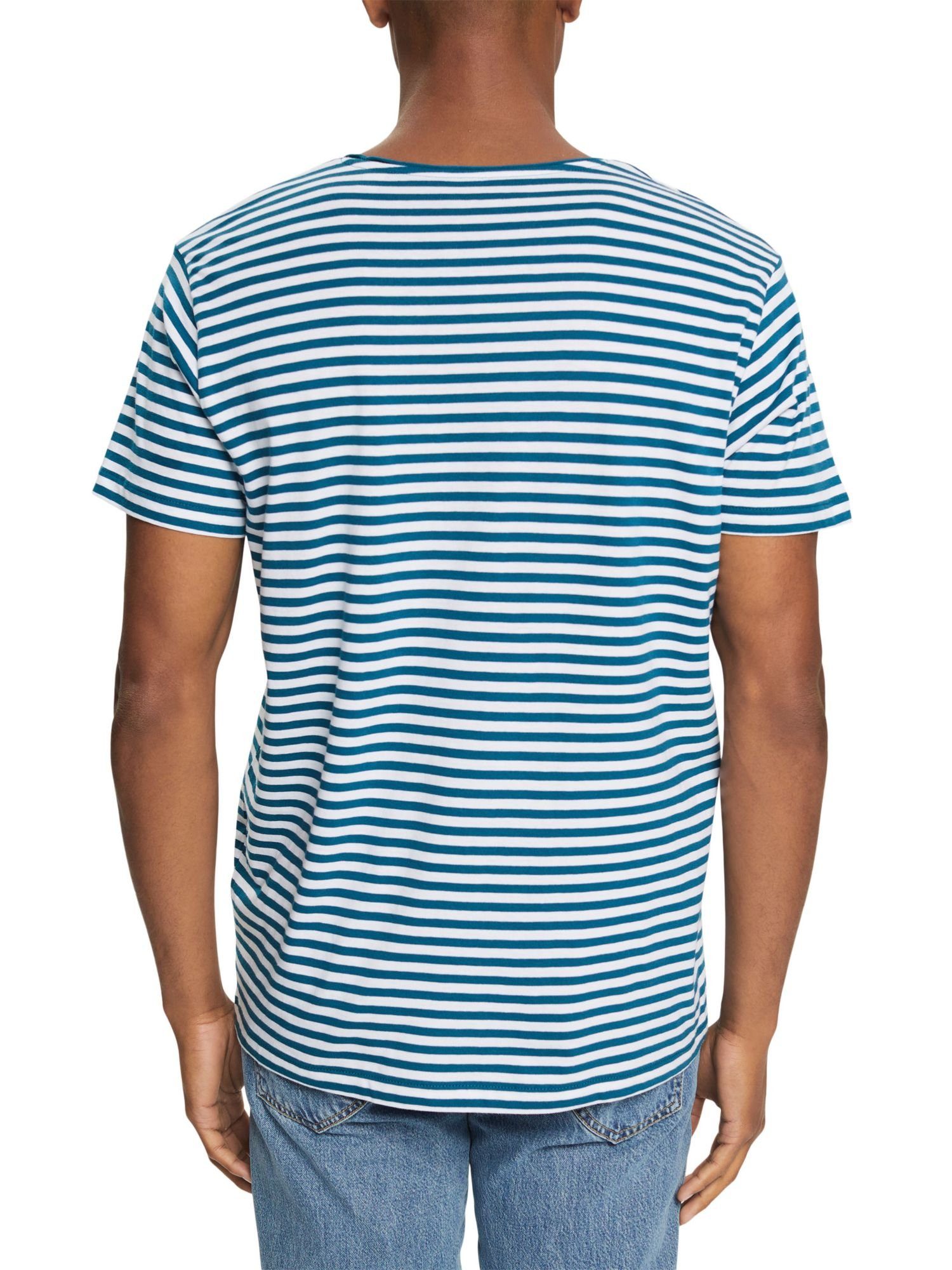 Esprit T-Shirt BLUE (1-tlg) mit Streifenmuster PETROL Jersey-T-Shirt