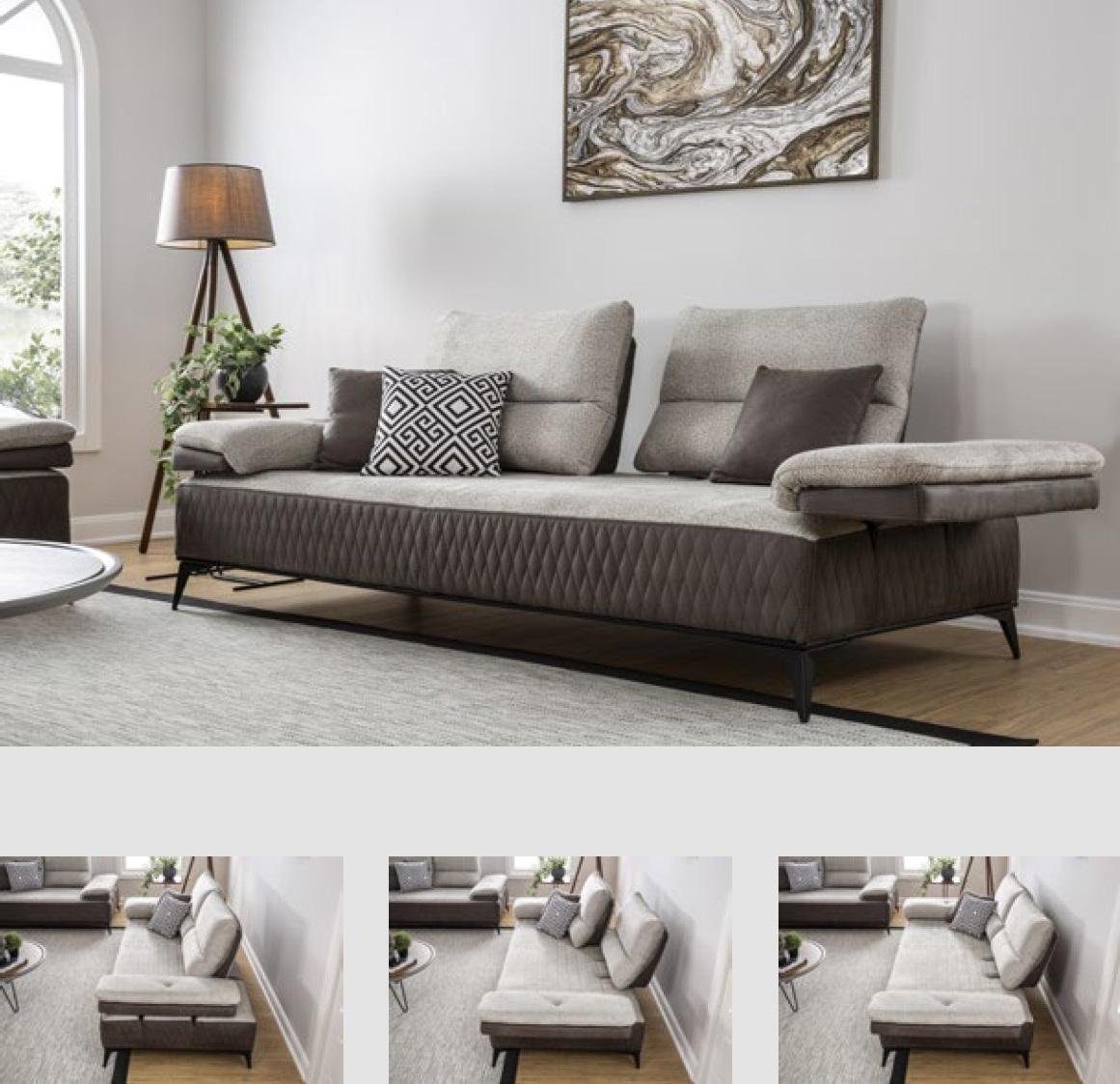 JVmoebel 3-Sitzer Couch Grau Stoff Möbel Couchen Moderne Sofas Dreisitzer Klassische