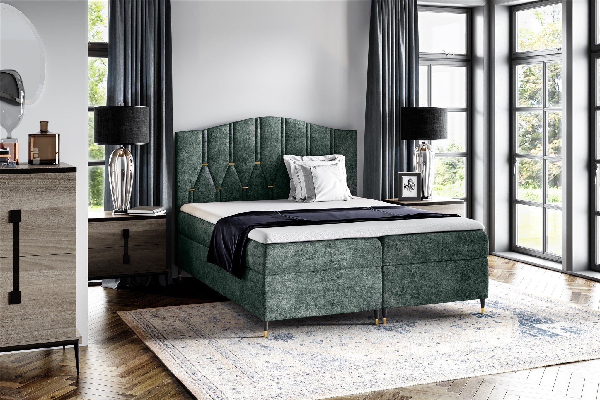 Fun Möbel Boxbett Schlafzimmerbett SELIM in Stoff Touch Me (inkl. Bettkästen, inkl. Kaltschaumtopper)