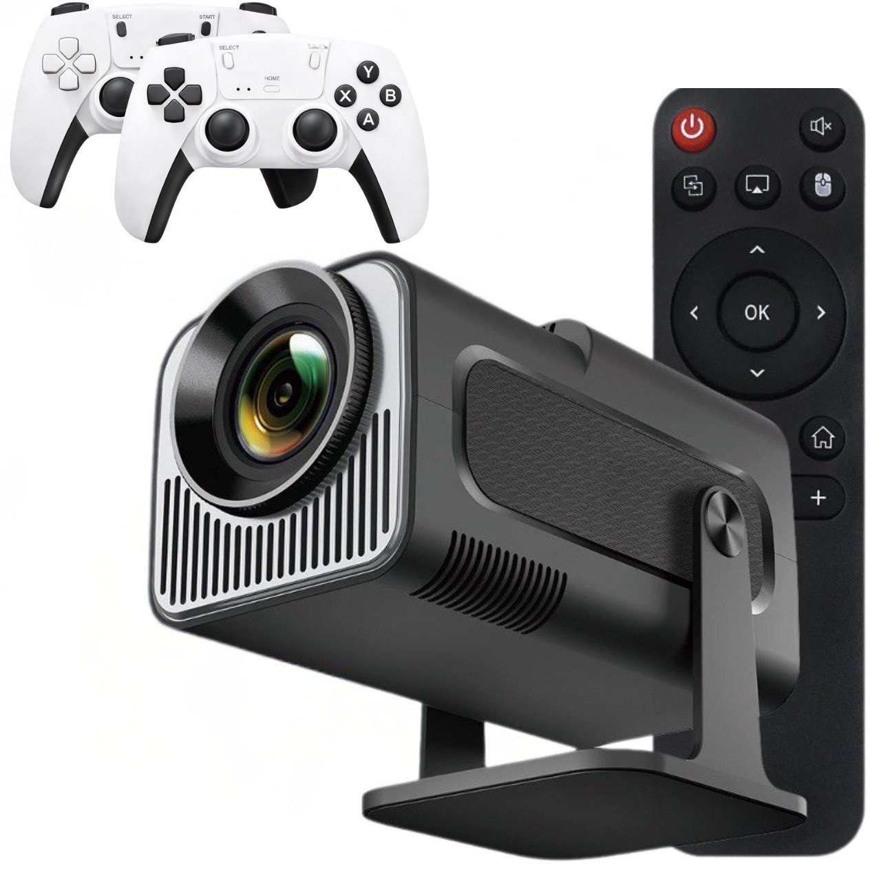 Goldstern-Tech 2 in 1 Projektor Beamer (3000 lm, 2000:1, 1280 x 720 px, Geschenkidee – 2 Gaming-Controller, Android 11, WiFi 6 & Bluetooth 5.4)