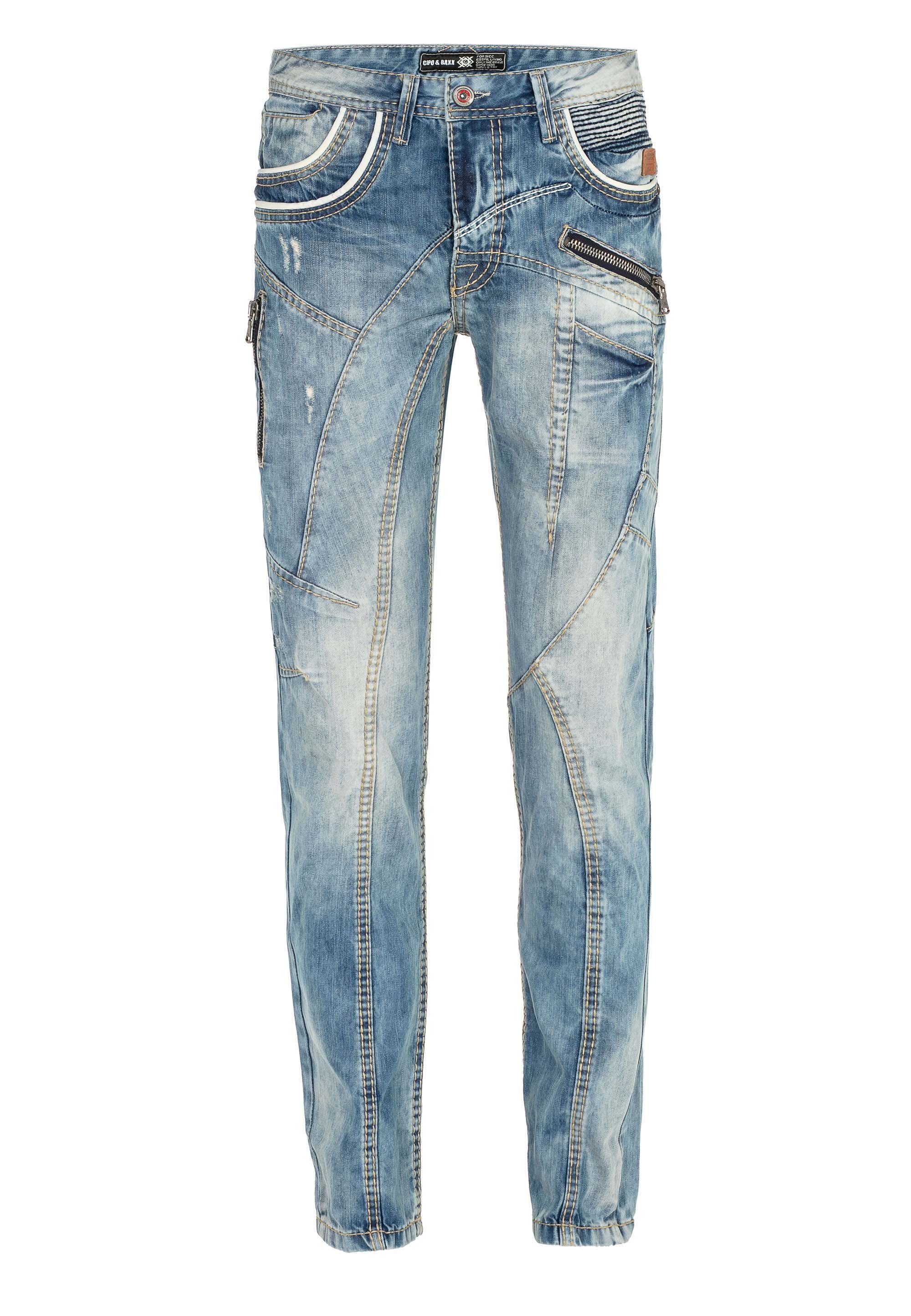 Cipo & Baxx Bequeme Jeans mit Ziernähten modischen