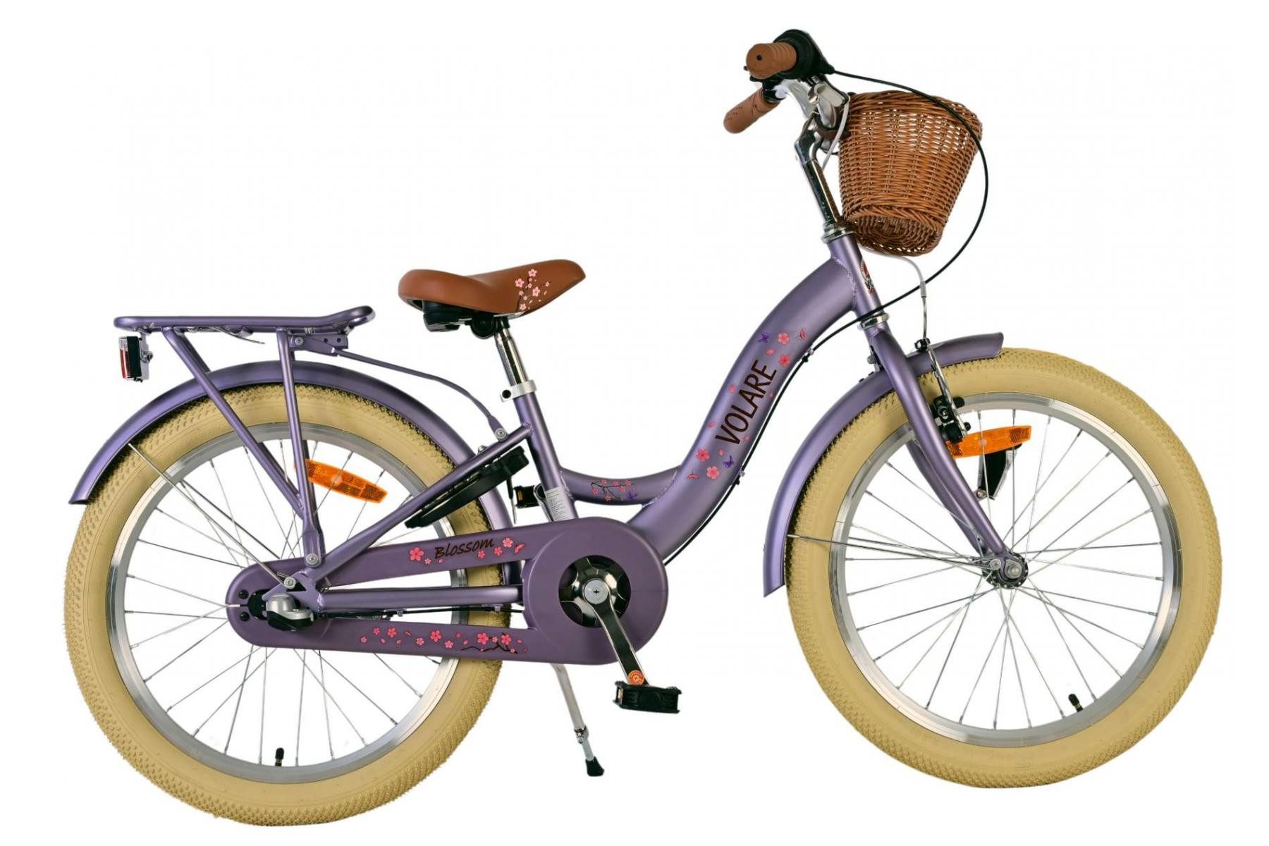 Volare Kinderfahrrad Volare Blossom Kinderfahrrad für Mädchen - 20 Zoll in Lila, Vorderradbremsen, Geschlossener Kettenschutz, Verstellbarer Lenker