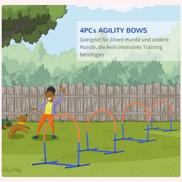 PawHut Agility-Hürde 4 Bögen, Hundetrainigsset mit Tragetasche, Blau+Orange, PE, ABS, 4-teilges Steckhürdenset für ältere Hunde (4-tlg) 88L x 64B x 95H cm