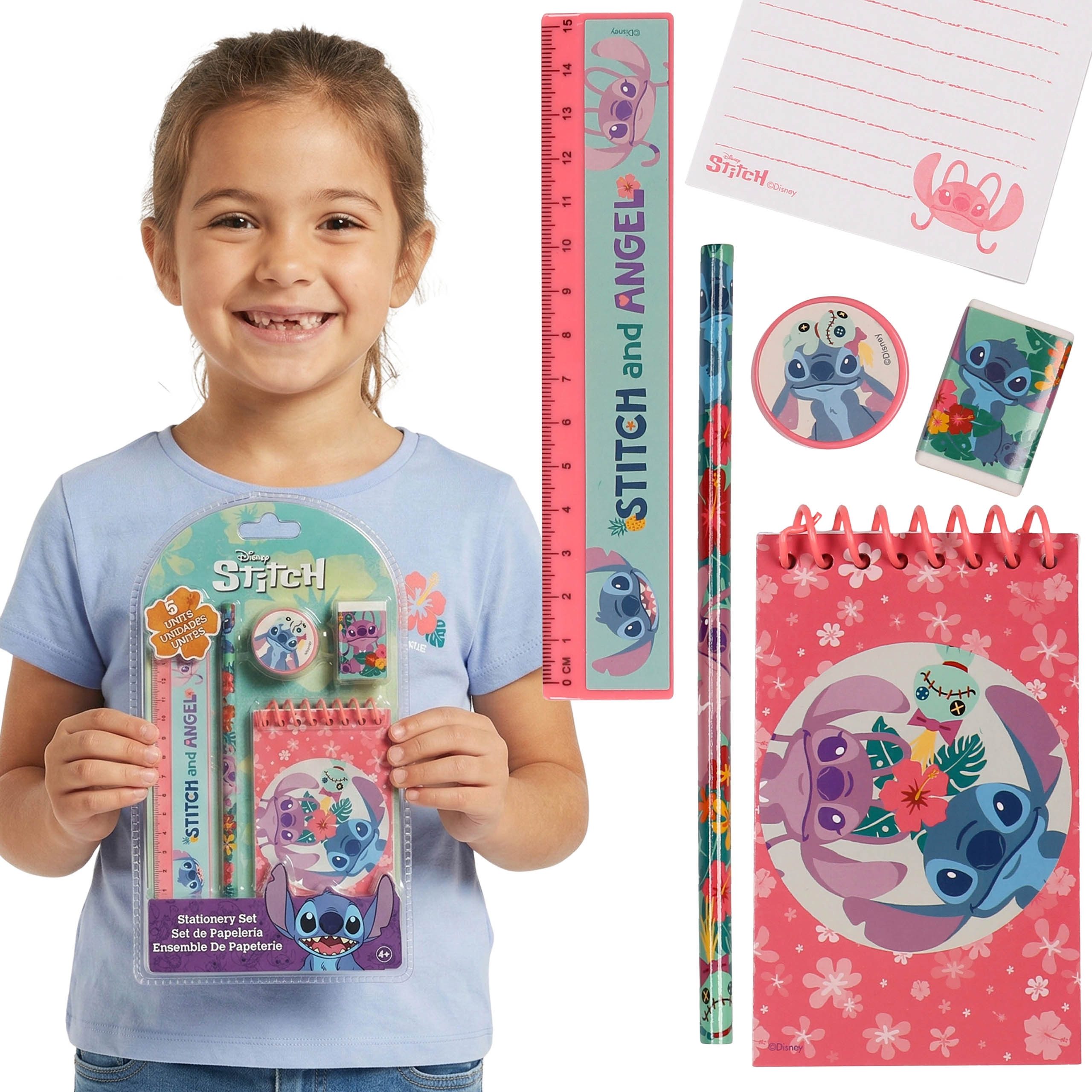 Disney Notizbuch DISNEY Stitch Schulset für Mädchen, 5-teiliges Schulset