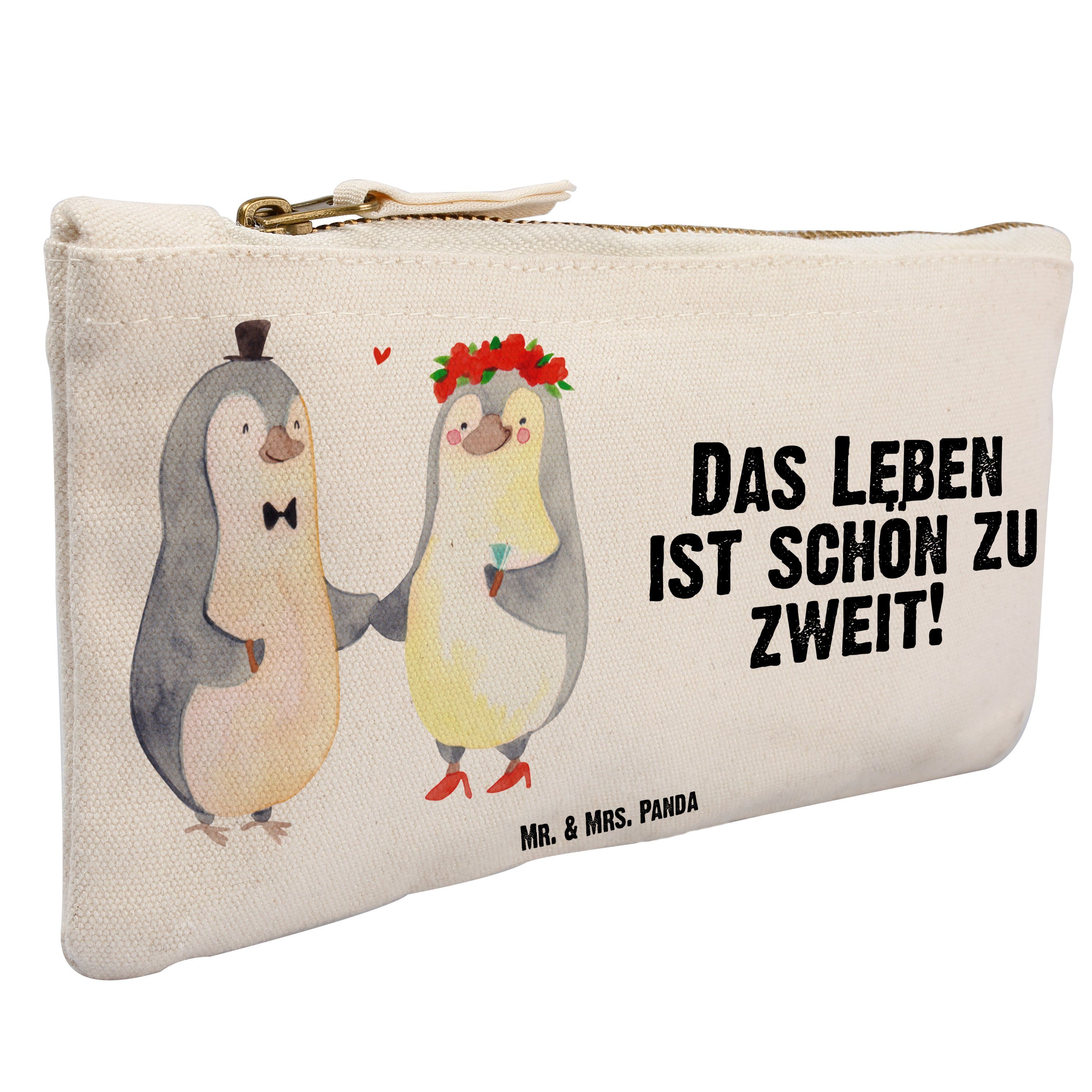 Panda Weiß Größe Klein (1-tlg) XXL, & - Geschenk, Pärchen, Liebe, - Kosmetiktasche Pinguin Heirat Mrs. S Mr.