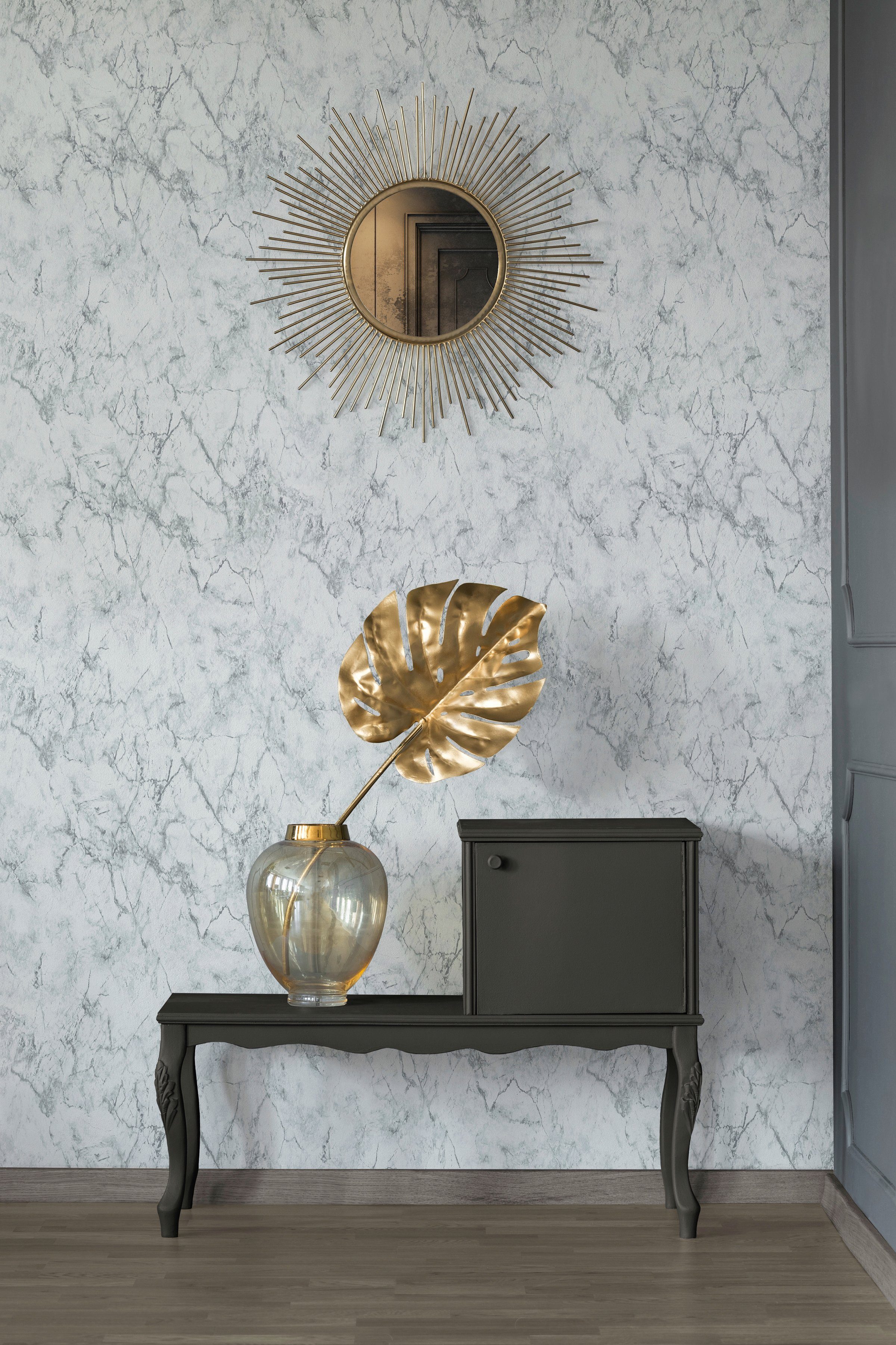 Tapete Materials, Vliestapete Marmor Moderne walls weiß/silbergrau living