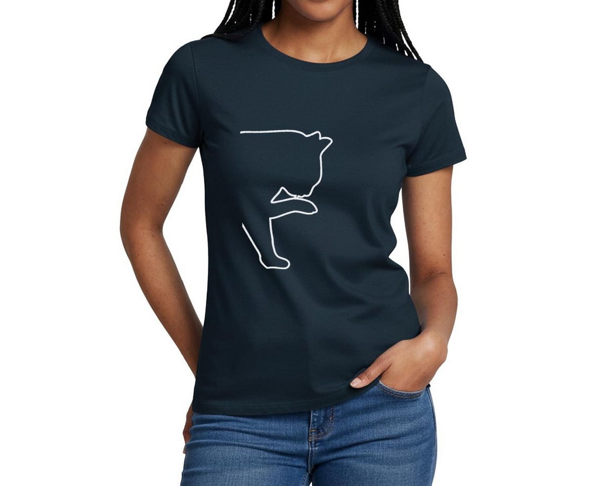 Spreadshirt T-Shirt Katzen Silhouette Frauen T-Shirt (1-tlg) Slim Fit, fällt klein aus