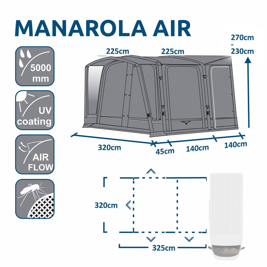 yourGEAR Vorzelt your GEAR Manarola Air Camper aufblasbares Vorzelt 320x325 günstig online kaufen