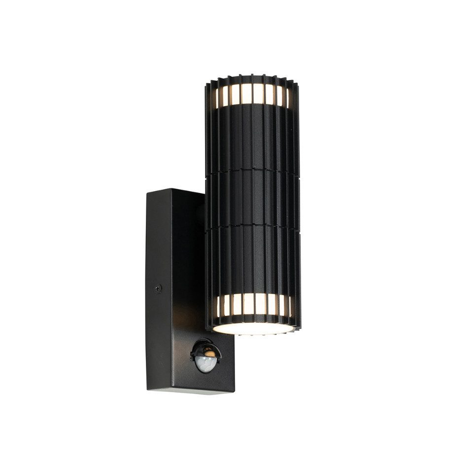 Qazqa Außen-Wandleuchte Boris, ohne Leuchtmittel, GU10, Schwarz, Design, Aluminium, 2-flammig