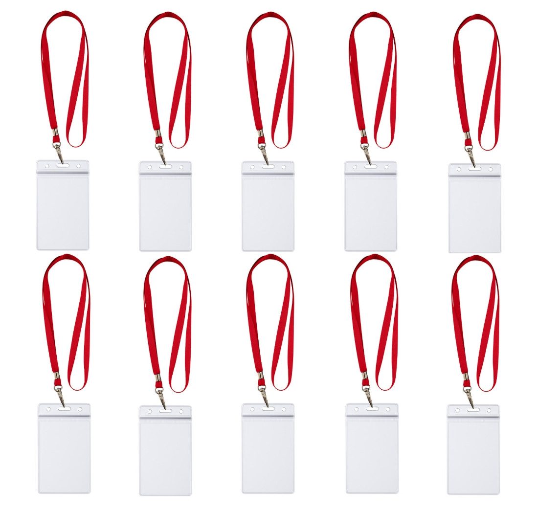 WEBBOMB Schlüsselanhänger 10x Ausweishalter ZIP Kartenhalter horizontal /vert +10x Schlüsselband