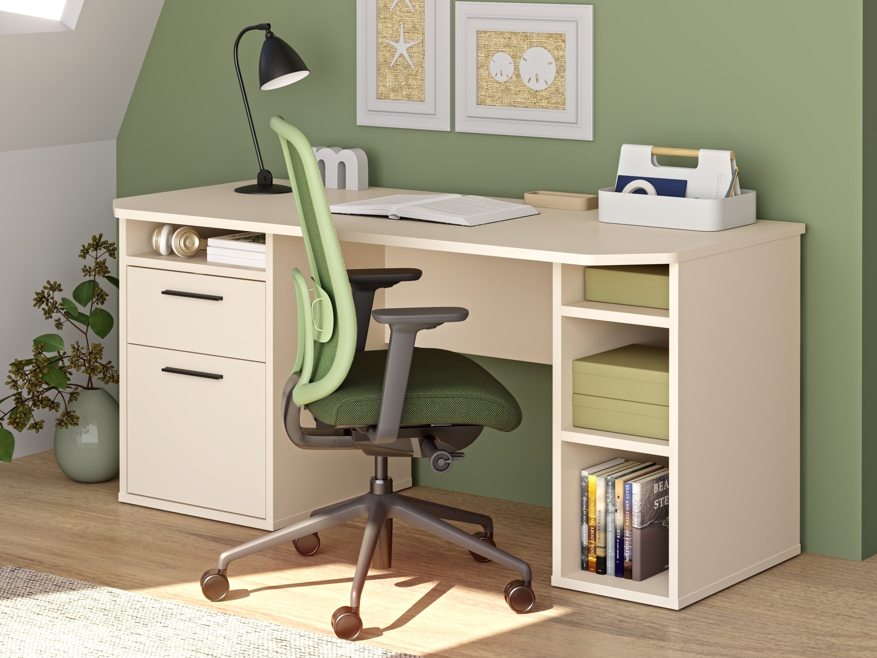 PREISBRECHER Schreibtisch TEZAUR, in sandfarbig - 160x75,7x72cm (BxHxT)