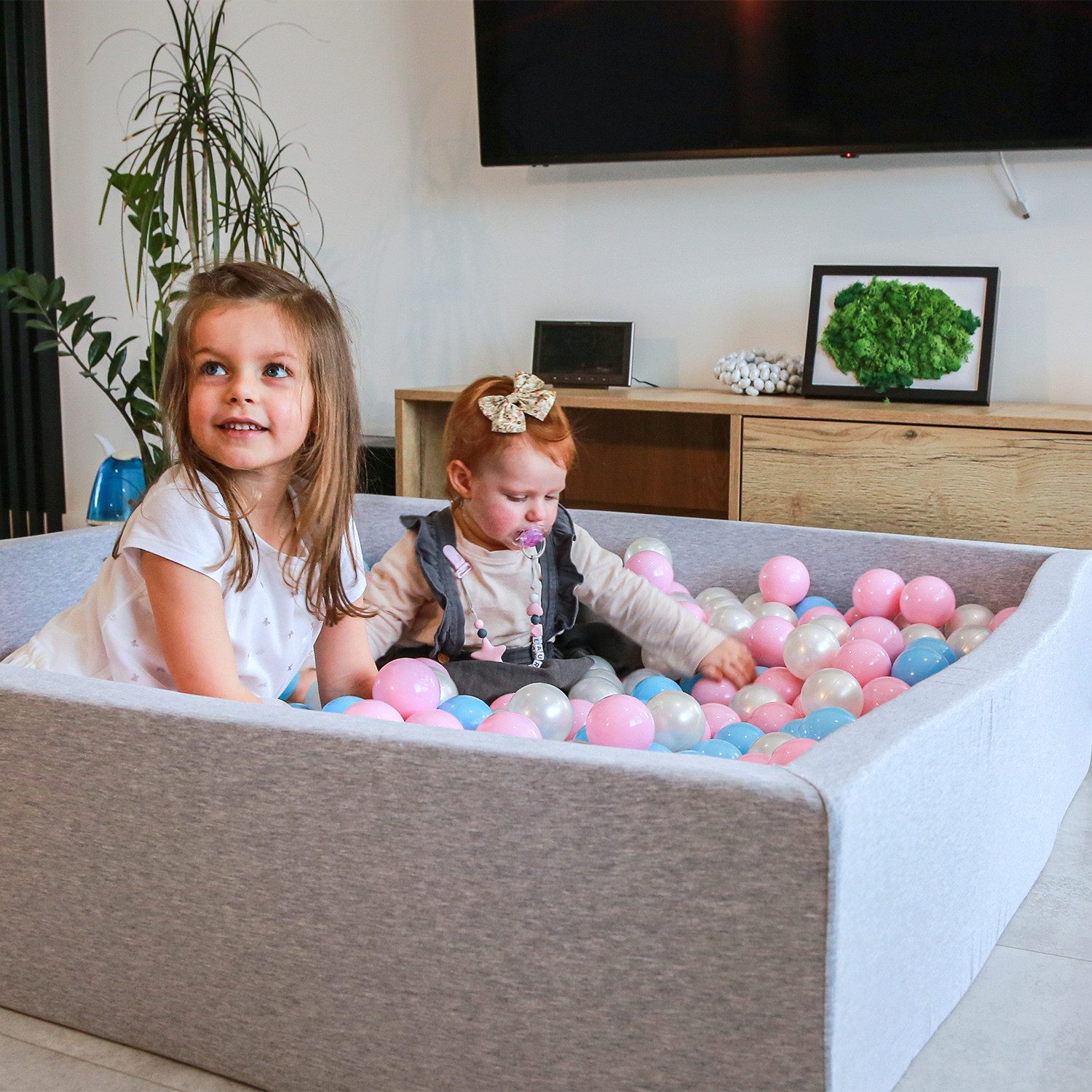 KiddyMoon Bällebad 120-KW30D, (Bällepool mit bunten Bällen, 200-tlg), Bällepool Eckig