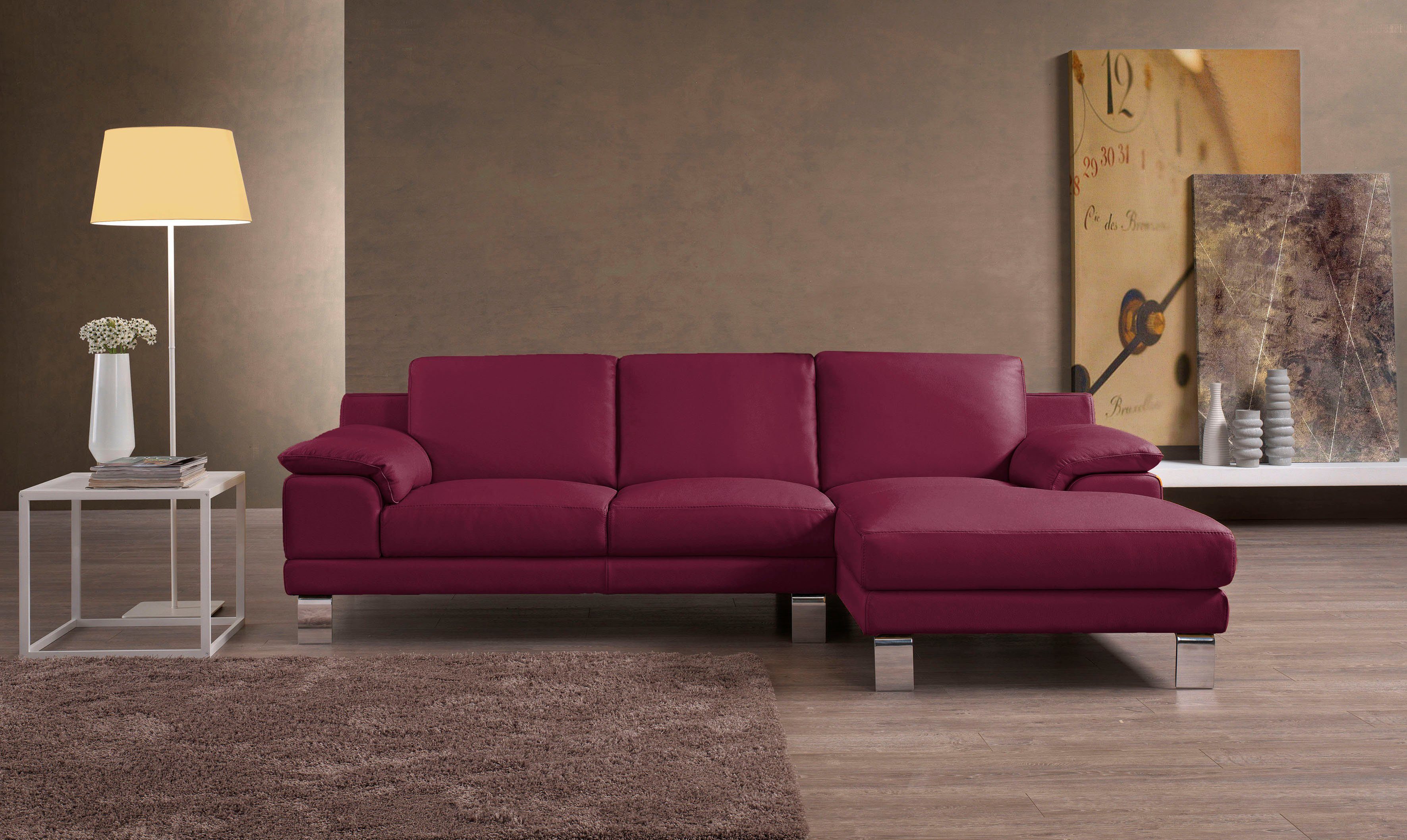 Egoitaliano Ecksofa Shakira, Design & Sitzkomfort auf hohem Niveau, Breite 236cm, L-Form, mit Recamiere, L-Form, edle Füße