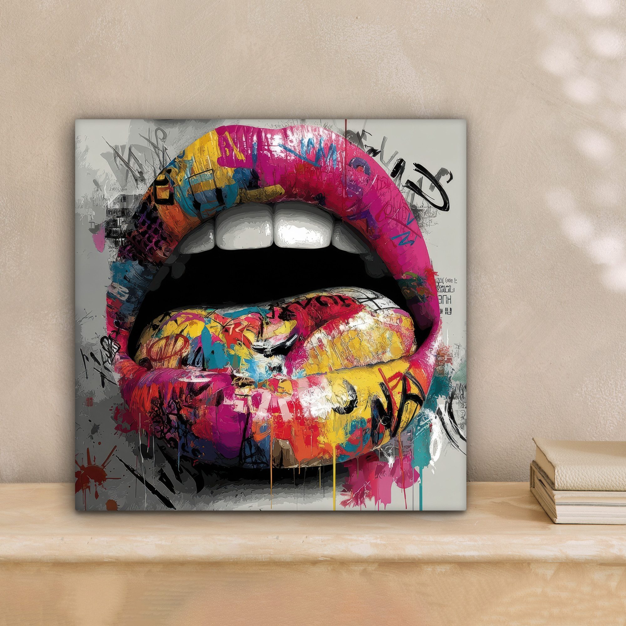 OneMillionCanvasses® Leinwandbild Lippen - Graffiti - günstig online kaufen