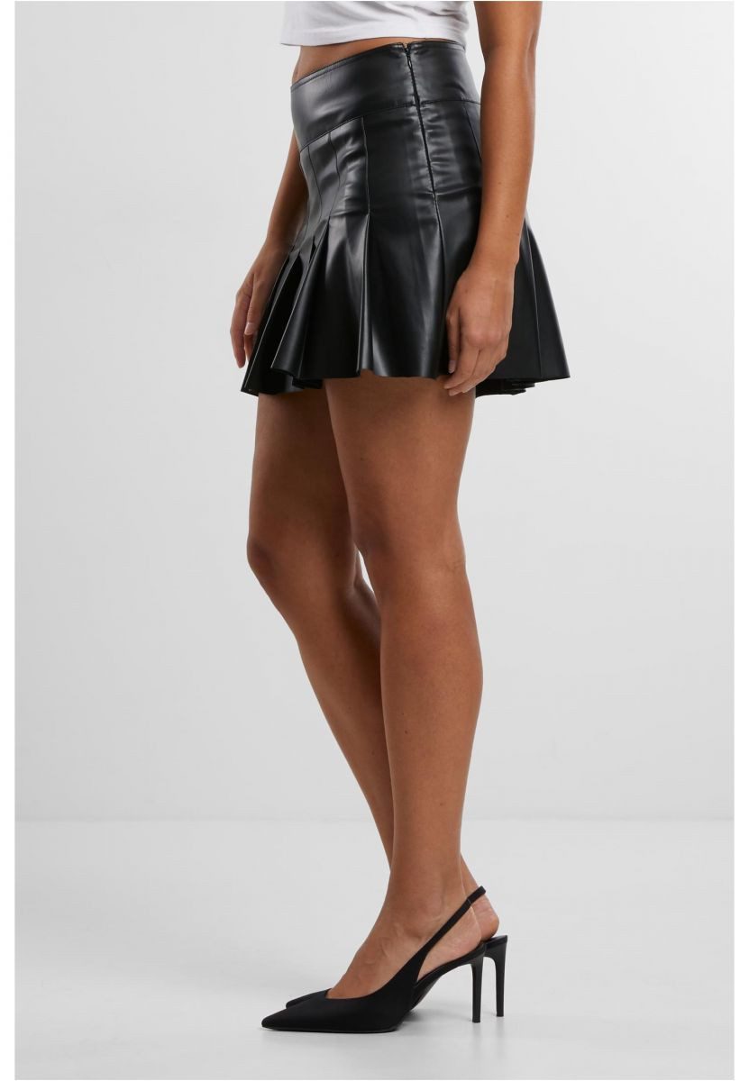 URBAN CLASSICS Sweatkleid Ladies Synthetic Leather Pleated Skirt Lederminir günstig online kaufen