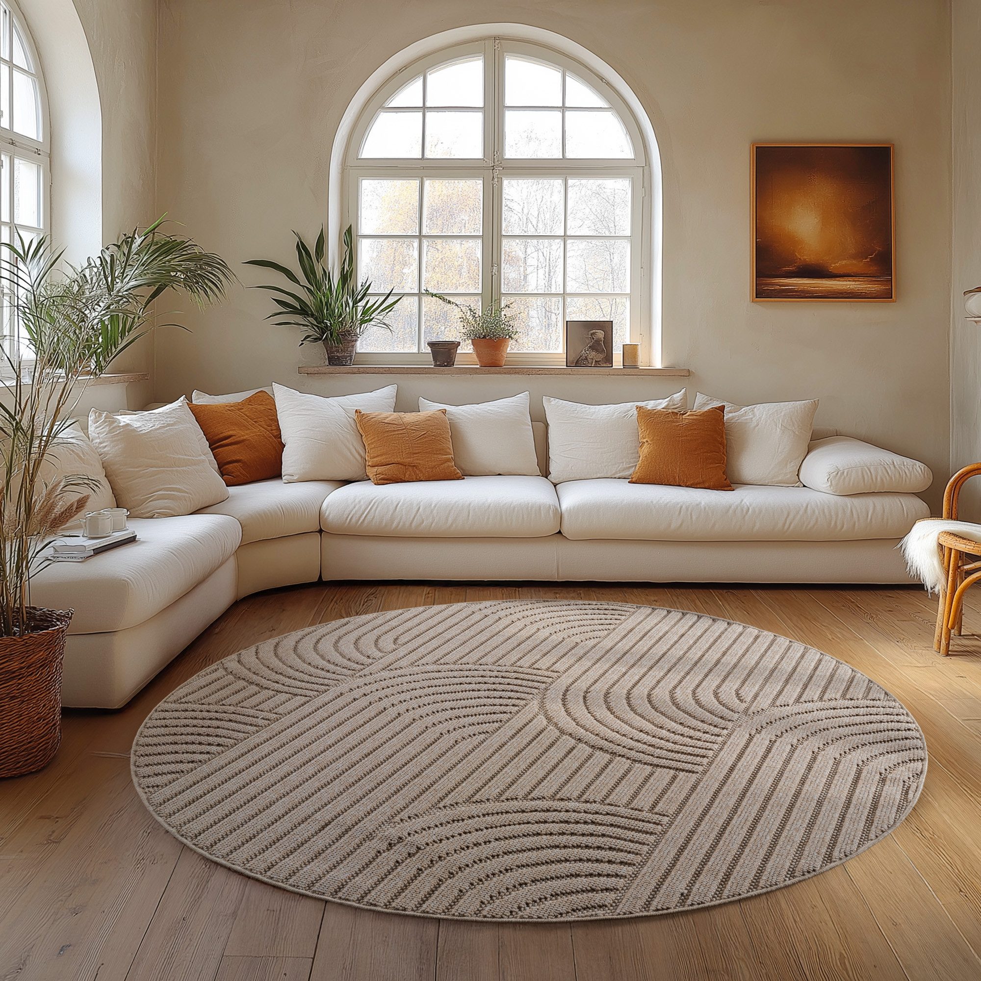 Carpettex Designteppich Einfarbig Boucle Loop, Rund, günstig online kaufen