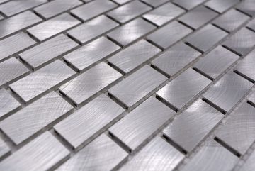 Mosani Mosaikfliesen Mosaik Fliese Aluminium silber Brick Fliesenspiegel Küchenwand