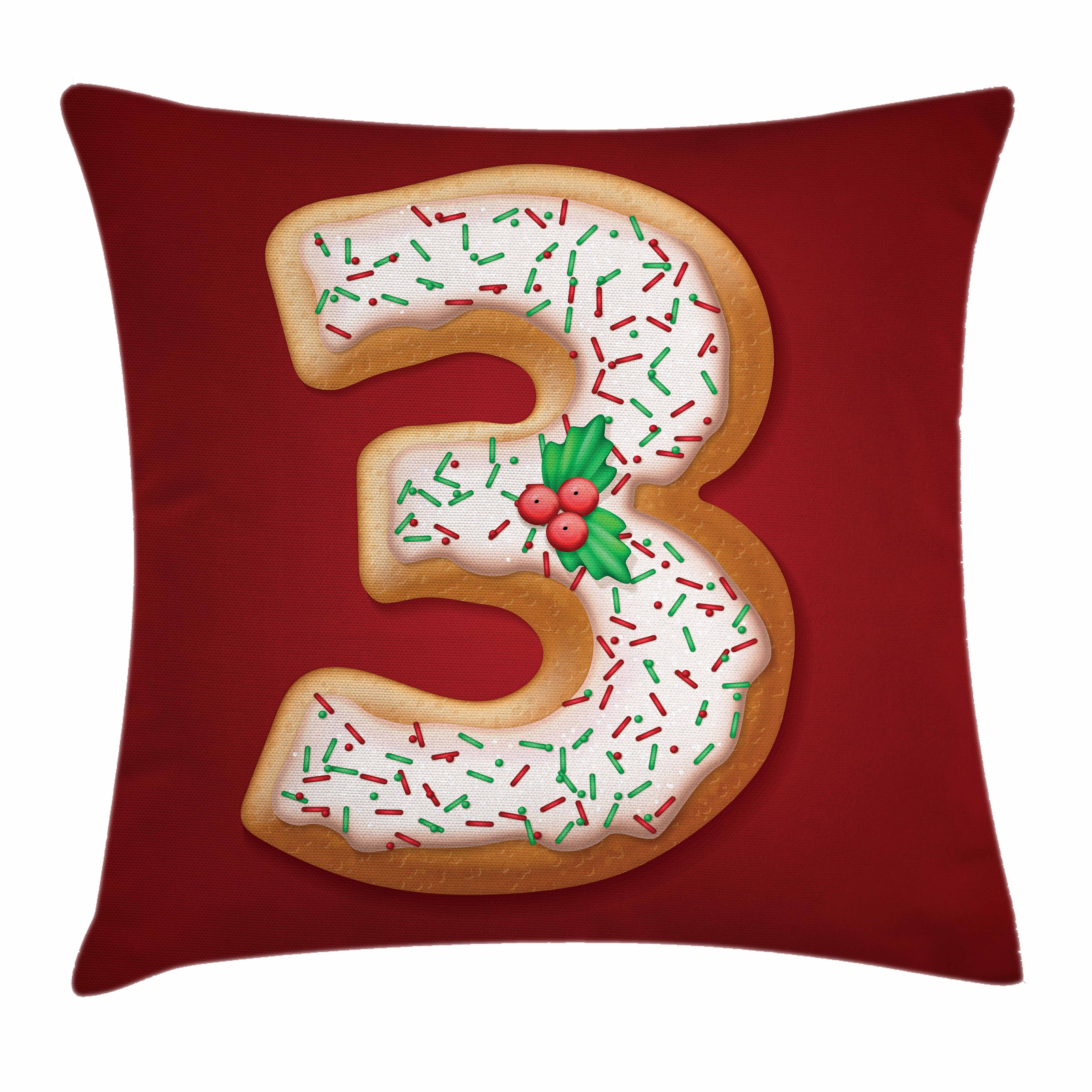 Kissenbezüge Reißverschluss Kissenhülle mit Farbfesten Farben Beidseitiger Druck, Abakuhaus (1 Stück), Nummer Xmas-Cookie als 3