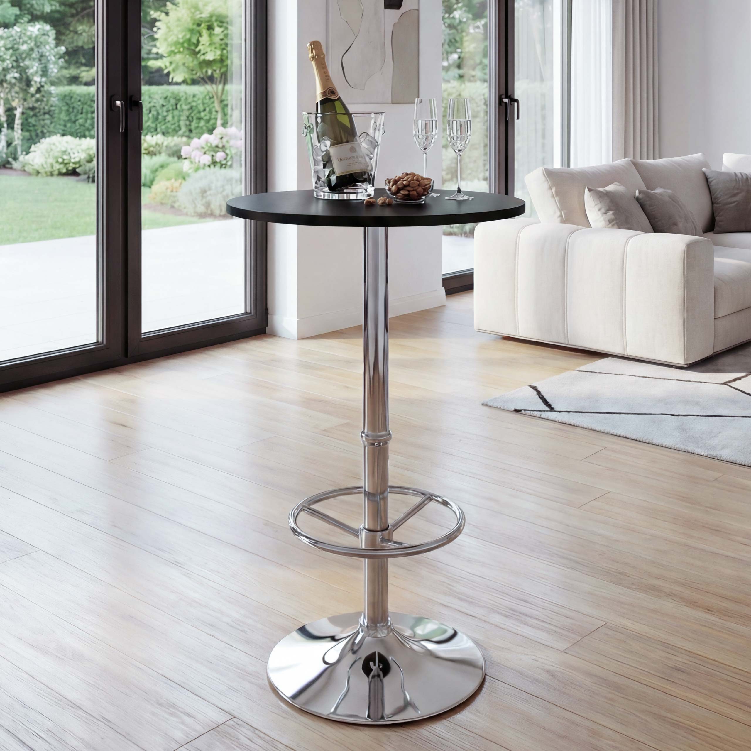 MCW Stehtisch Bilbao, Standfest, Transportabel, Kunststoffbodenschoner, Mit Fußablage