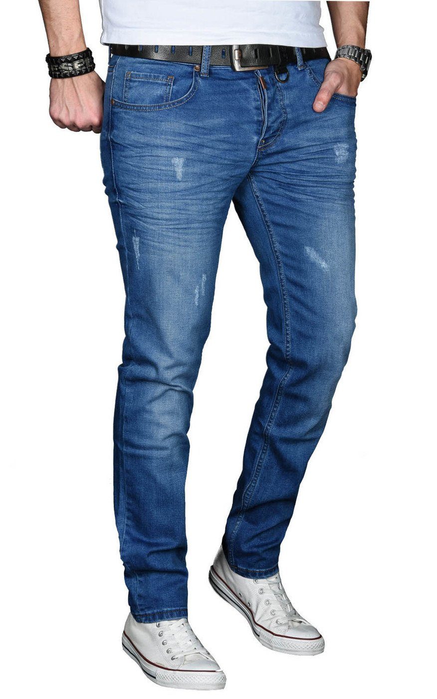 mit Elasthan Straight-Jeans Alessandro Salvarini blau 2% ASMinero Fit Jeans Slim
