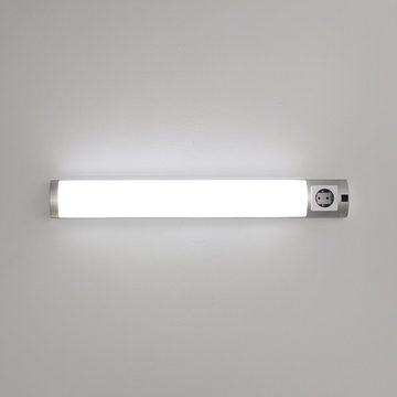 Licht-Erlebnisse Wandleuchte SOFT, LED fest integriert, Kaltweiß, Wandlampe mit Steckdose Unterbauleuchte Küche Bad