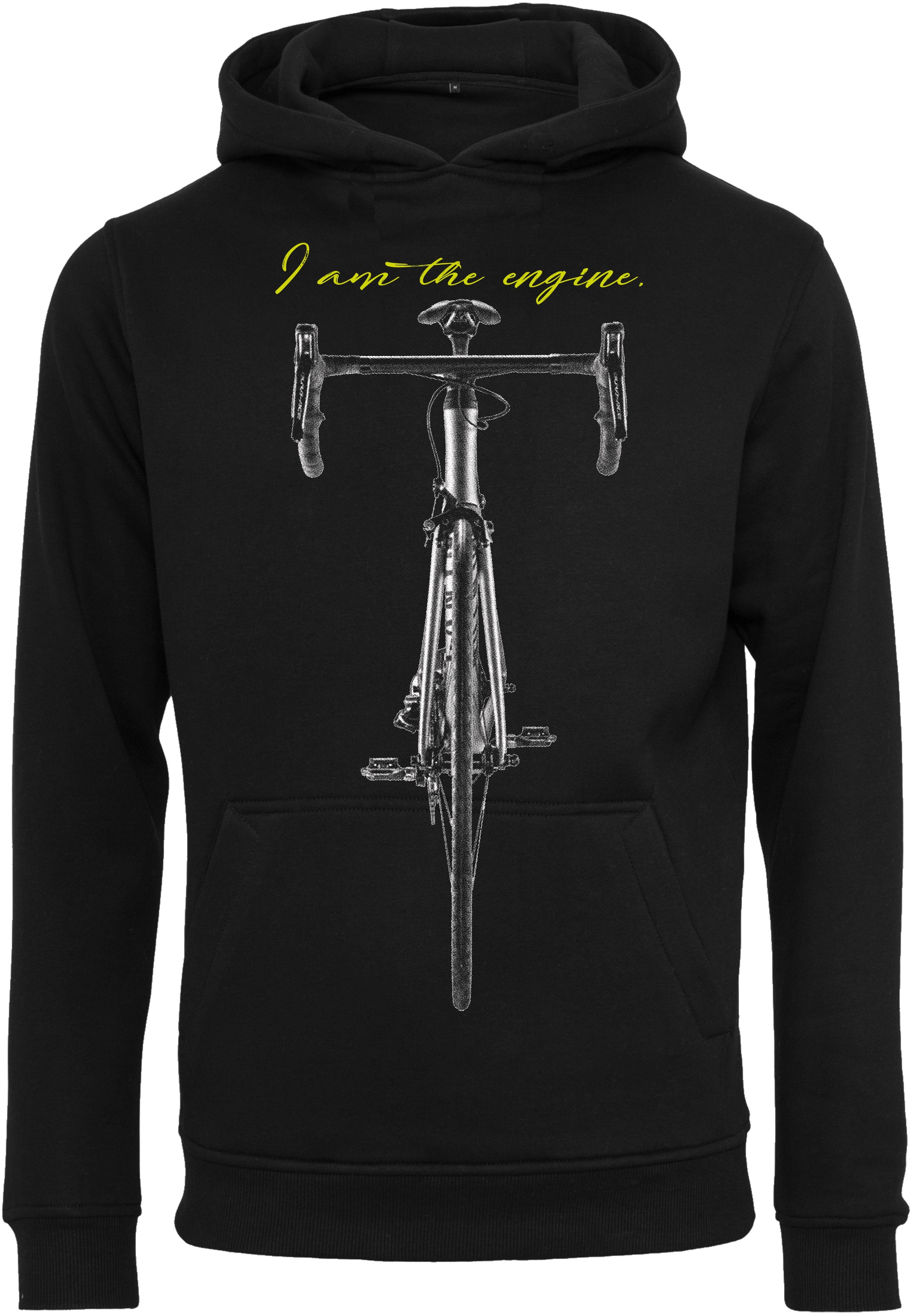 Baddery Kapuzenpullover Fahrrad Hoodie: "I am the engine" - Pullover Herren, hochwertiger Siebdruck, auch Übergrößen