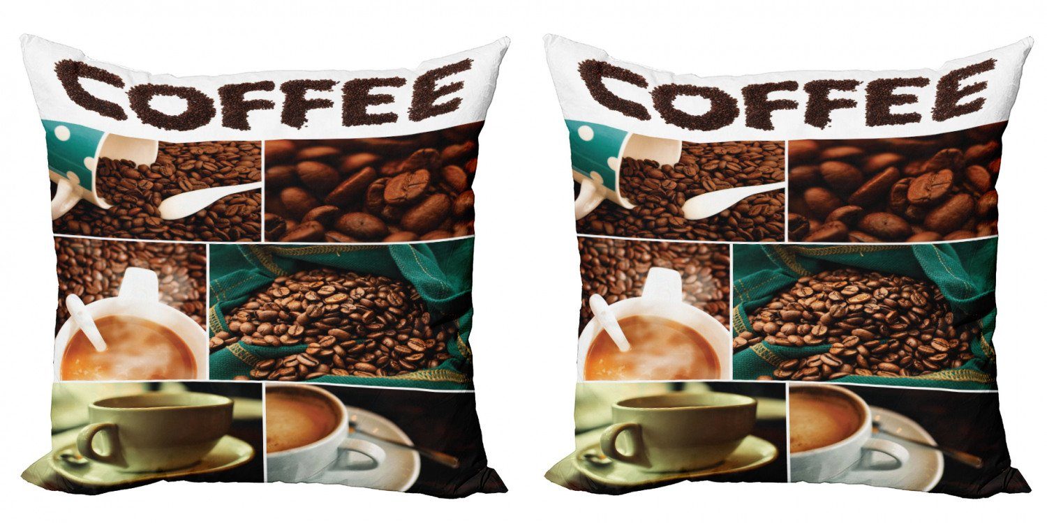 Kissenbezüge Modern Accent Doppelseitiger Digitaldruck, Abakuhaus (2 Stück), Kaffee Photo Collage Entspannen Sie sich Zeit