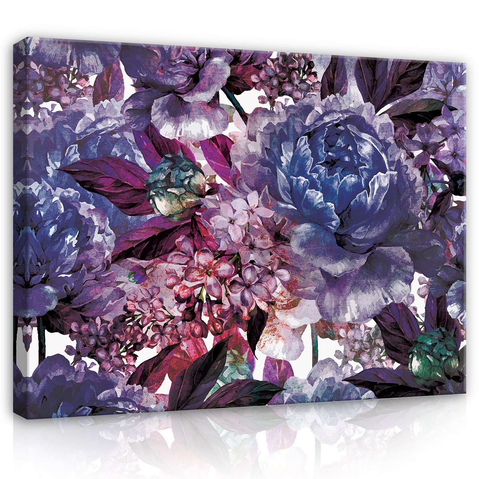Wallarena Leinwandbild Blumen Pfingstrosen Lila Schlafzimmer Wandbilder Groß XXL, Blumen - Schlafzimmer (Einteilig, 1 St), Leinwand Зображення Schlafzimmer Wand Deko XXL Wandbild Leinwandbilder