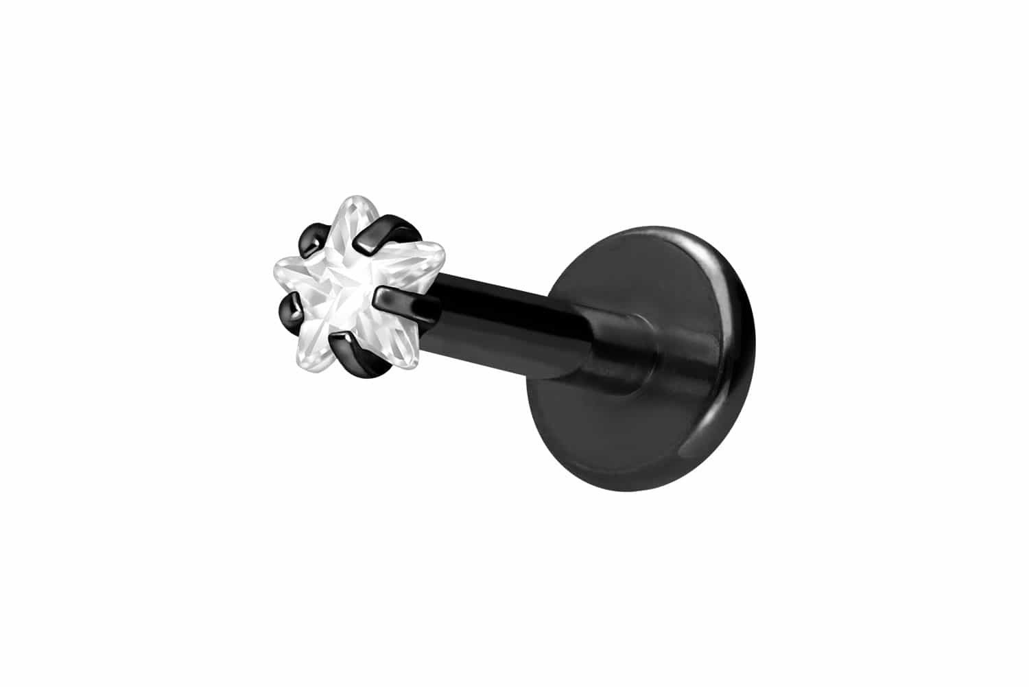 PIERCINGLINE Piercing-Set Titan Labret mit Innengewinde EINGEFASSTER KRISTALLSTERN (Labrets, 1-tlg)