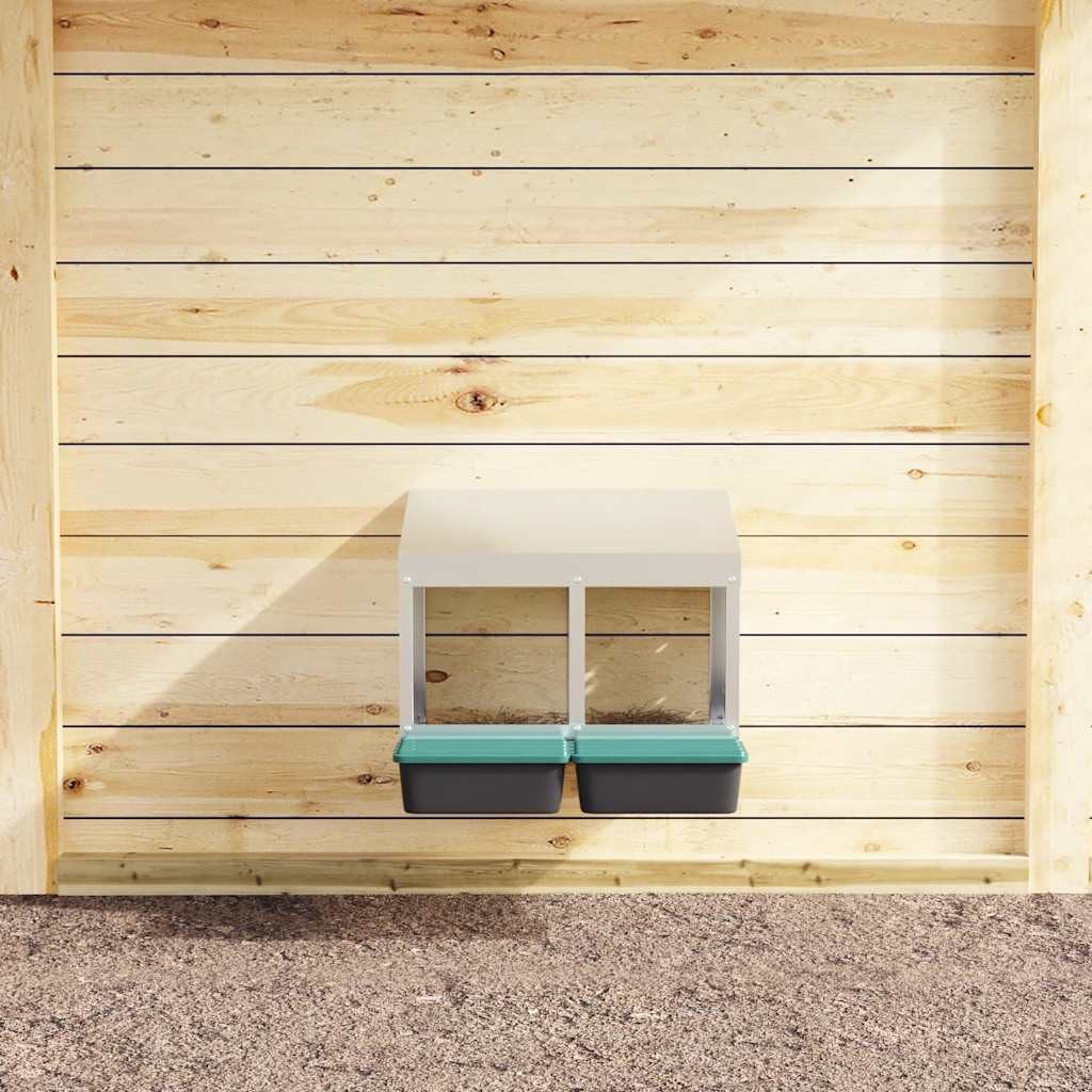 vidaXL Hühnerstall 53 x 50 x 46 cm Hühner-Nistkasten 2 Fächer Wandmontage Verzinkter Stah