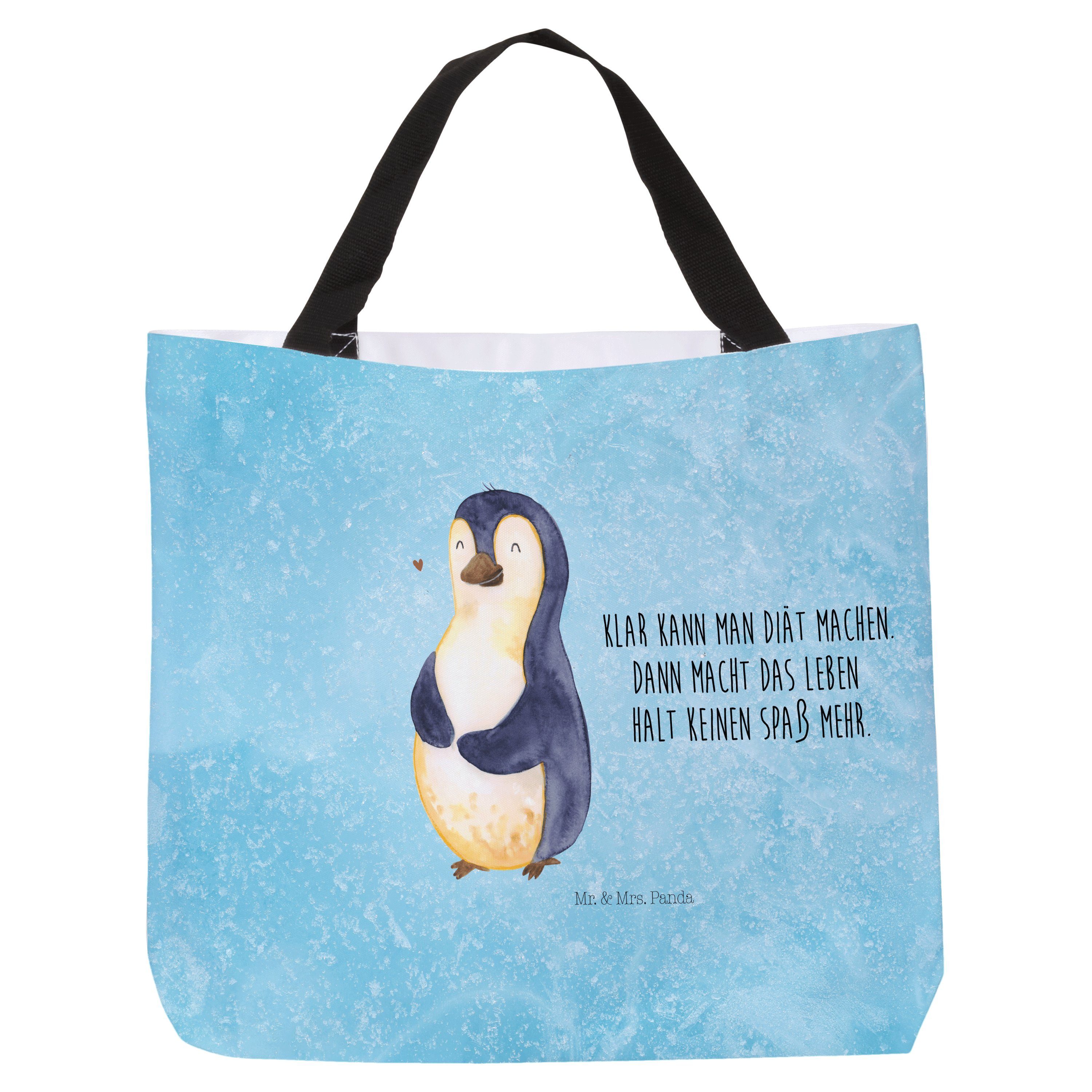 Mr. & Mrs. Panda Shopper Pinguin Diät - Eisblau - Geschenk, Abspecken, Tasche, Freizeittasche, (1-tlg)