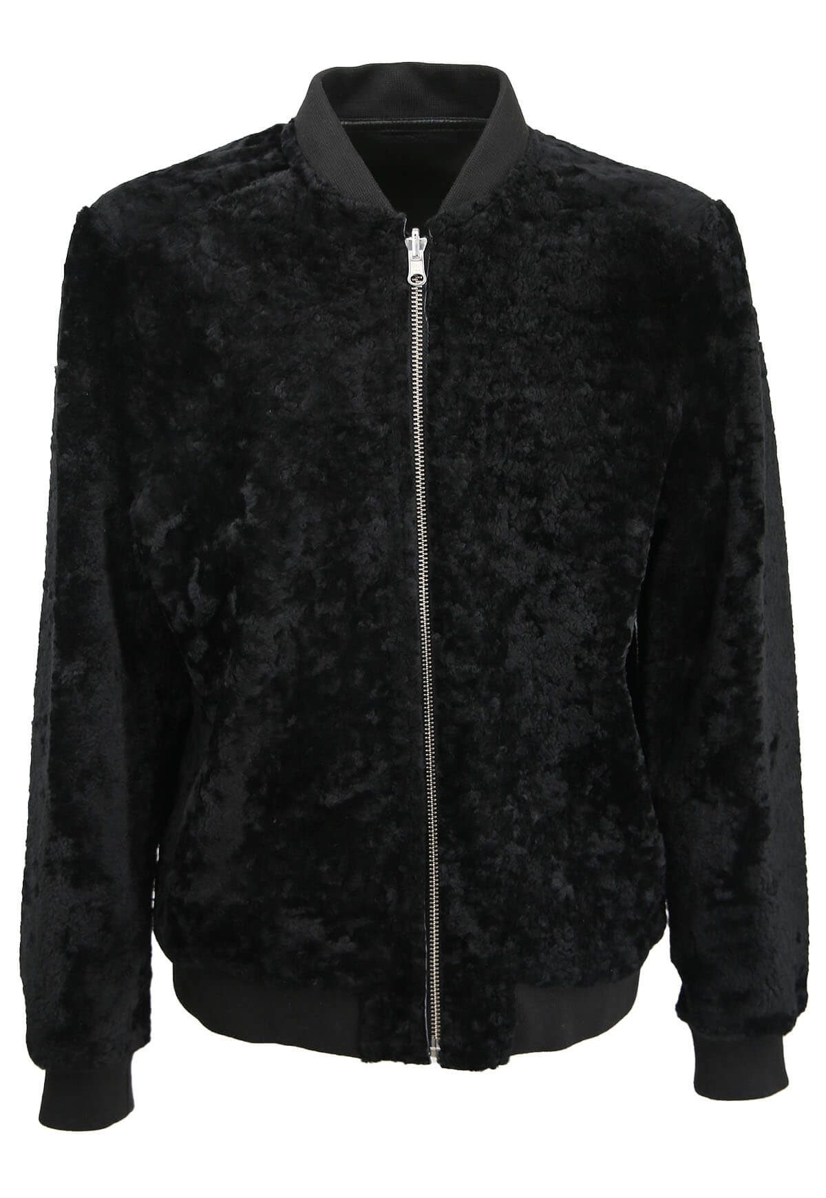 Hollert Wendejacke Wendbare leichte Shearling Felljacke Leif Schwarz Übergangsjacke