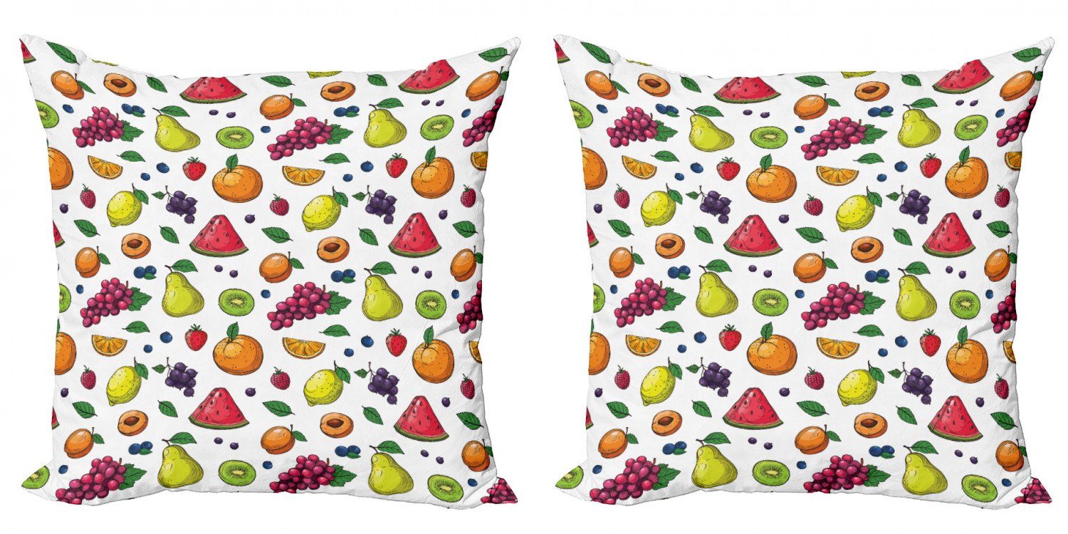 Kissenbezüge Modern Accent Doppelseitiger Digitaldruck, Abakuhaus (2 Stück), Früchte Trauben Kiwi Orange Zitrone
