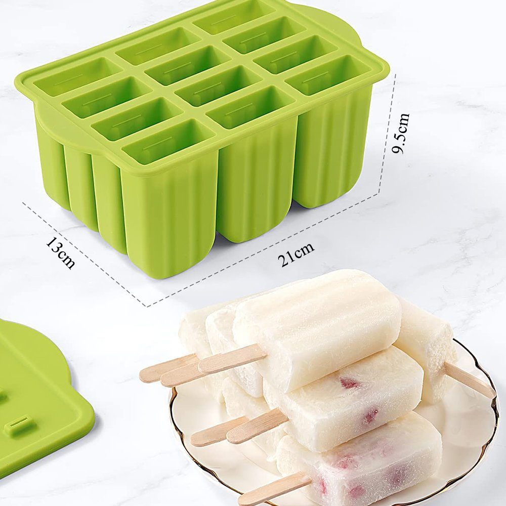 Eis am für Eisformen Eiswürfelform Wiederverwendbar Grün Stiel Silikon,Eisformen 12 NUODWELL DIY