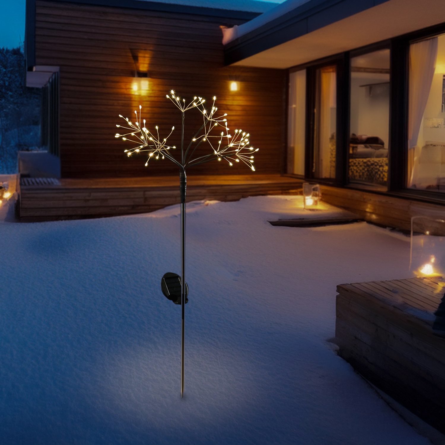 MARELIDA LED Solarleuchte LED Solarstab Feuerwerk Gartendeko Gartenstecker 80cm schwarz, LED Classic, warmweiß (2100K bis 3000K) – Bild 4 von 5