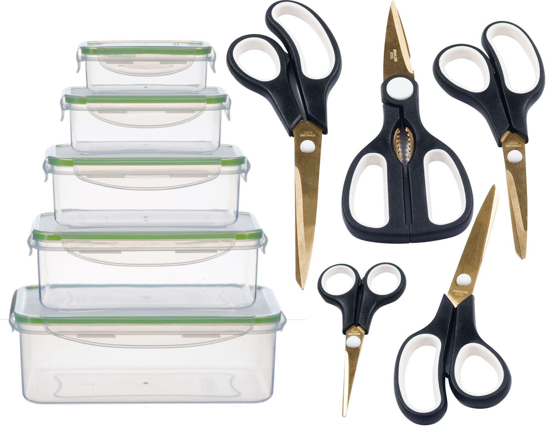 KING Ножницы-Set Easycut Box, (Set, 15-tlg), 5 Ножницы, 5 Vorratsboxen inkl. Deckel