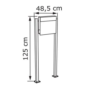 Bravios Briefkasten Standbriefkasten Manhattan Weiß mit Edelstahlkla