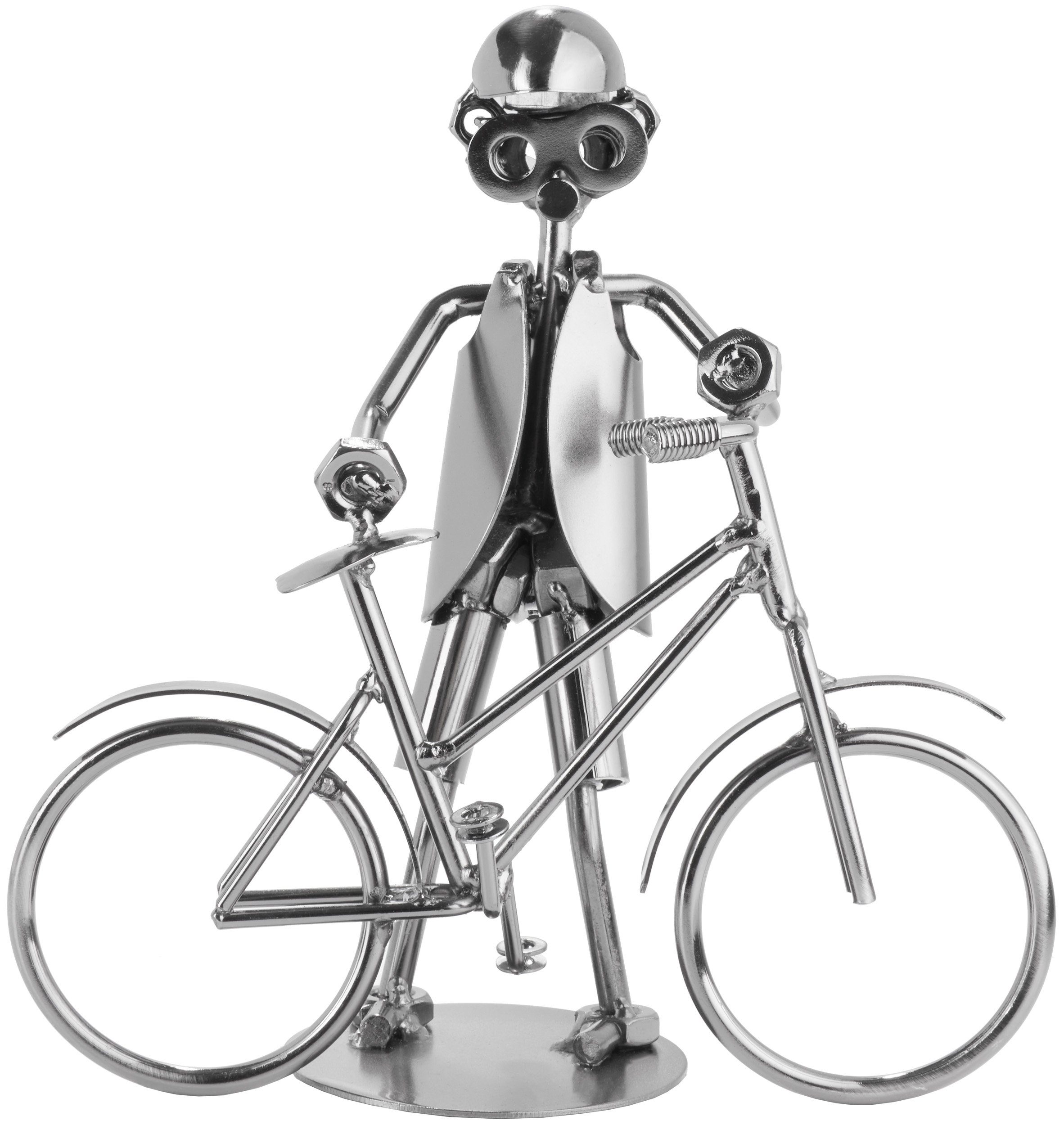BRUBAKER Dekofigur Metallskulptur Schraubenmännchen Fahrrad - Metallfigur (1 St), Geschenkfigur für Fahrradfahrer*innen und Fahrradverkäufer*innen