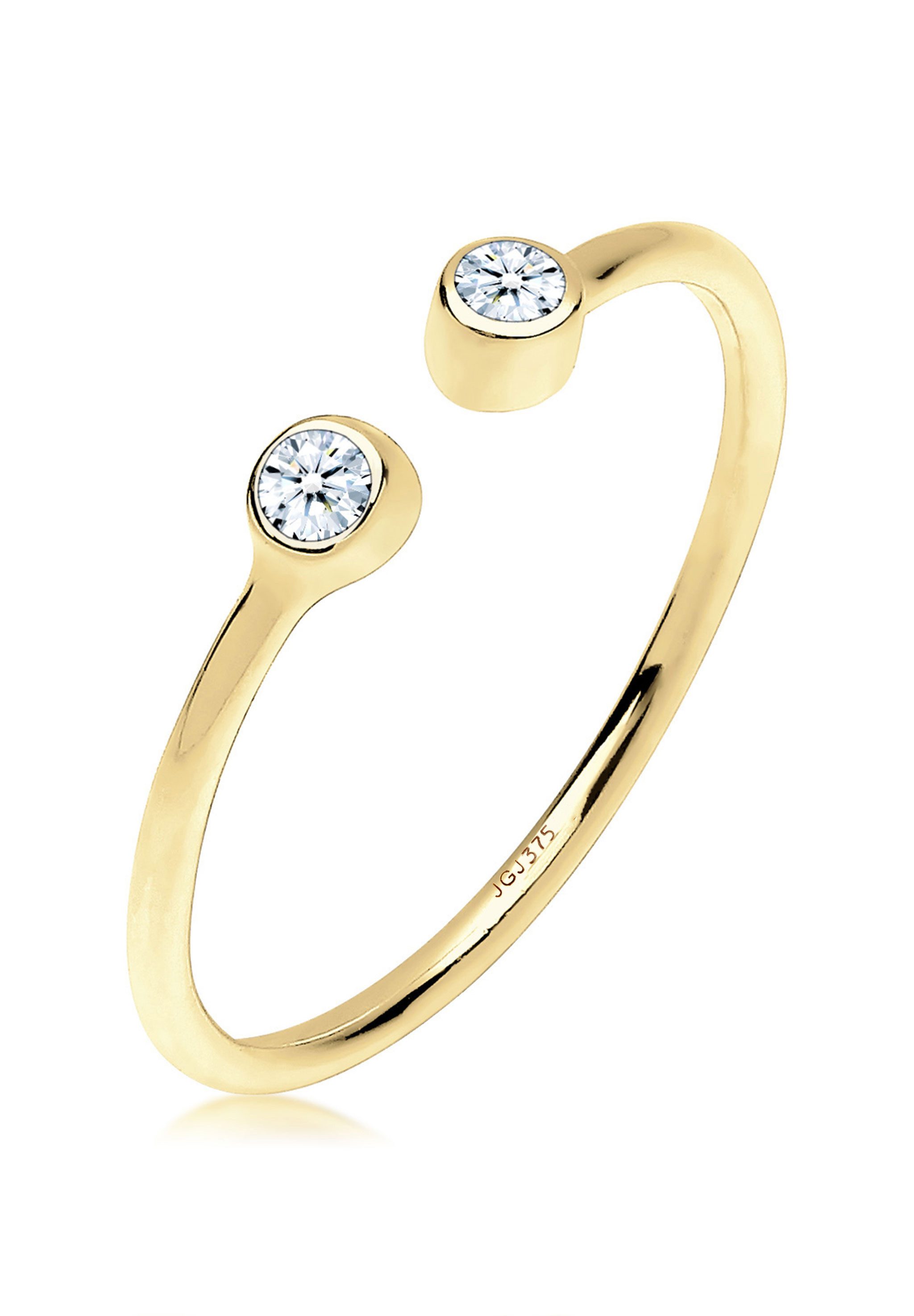 Elli DIAMONDS Diamantring Diamant Weiß Brillantschliff (0.06 ct) 375 Gelbgold offen