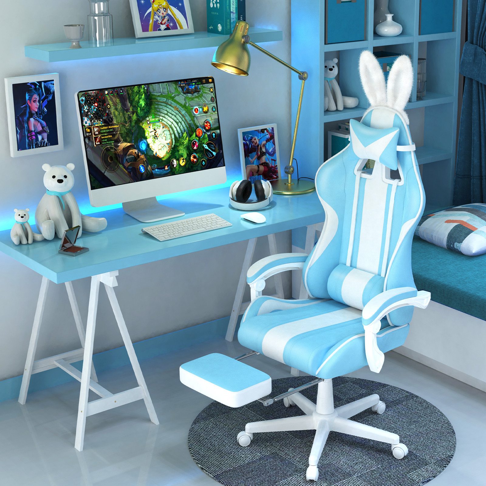Ferghana Gaming Chair Racing PC Stuhl für Office Gaming mit verstellbare Ko günstig online kaufen