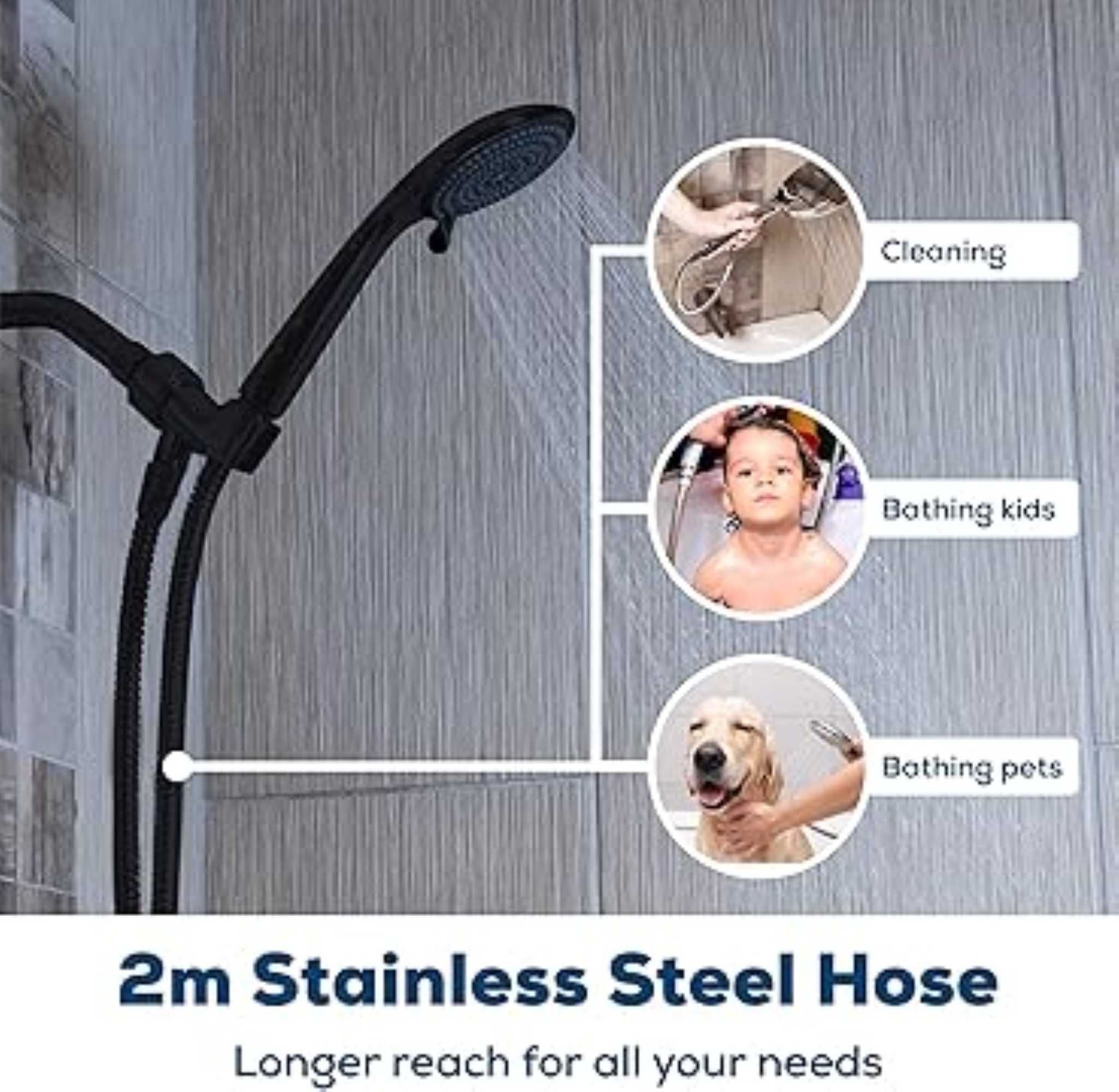 sparkpod Brauseschlauch Hochwertiger Brauseschlauch, flexibel & robust, Edelstahl 1,8m, Duschschlauch Handbrauseschlauch, (Premium Duschschlauch-Set, extra lang und flexibel, Enthält Duschschlauch und Installationsanleitung), Werkzeuglose Installation, robuster und flexibler Aufbau