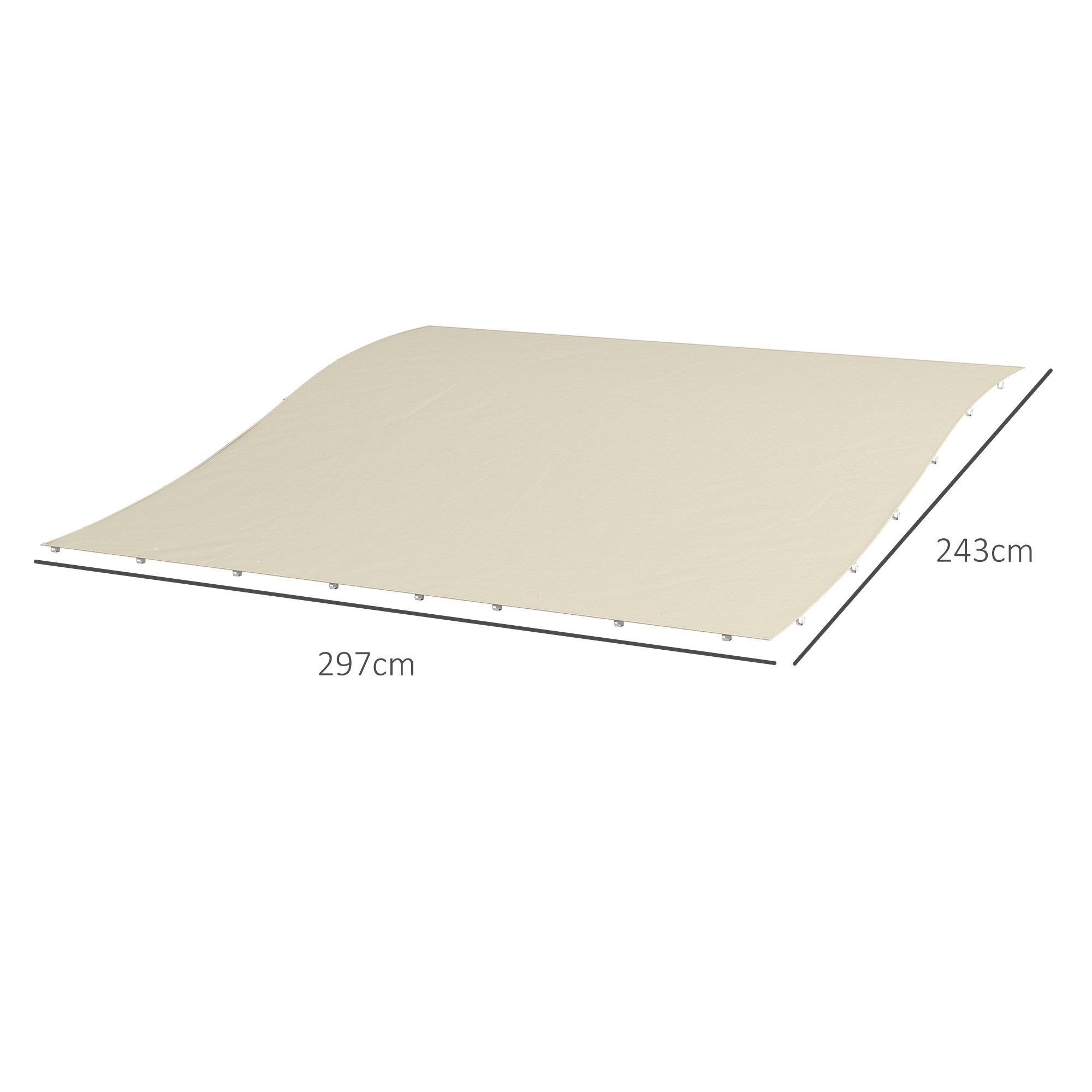 Outsunny Pavillon-Ersatzdach 297 x 243 cm Sonnensegel für Terrassenüberdachung mit UV-Schutz Beige, 297 x 243 cm (Ersatz-Dachplane, Sonnensegel), mit UV-Schutz