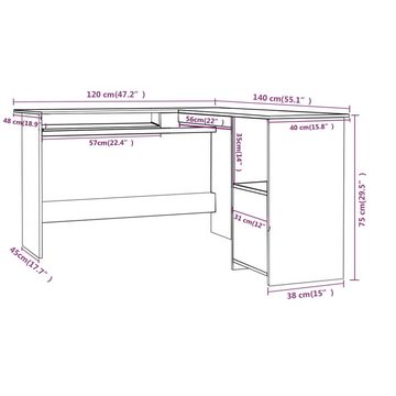 furnicato Schreibtisch Eckschreibtisch in L-Form Betongrau 120x140x75 cm Holzwerkstoff