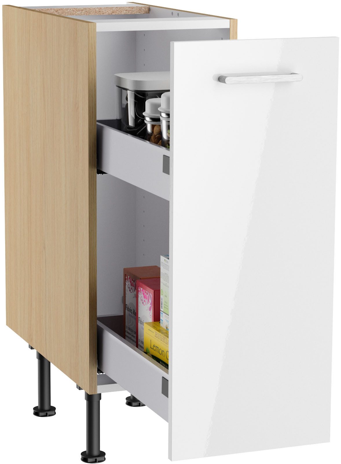 KOCHSTATION Küchenzeile KS-Lucy wahlweise mit Induktionskochfeld mit integriertem Dunstabzug, Breite 300 cm, Soft-Close, inkl. Zubehör, wahlweise mit E-Geräten