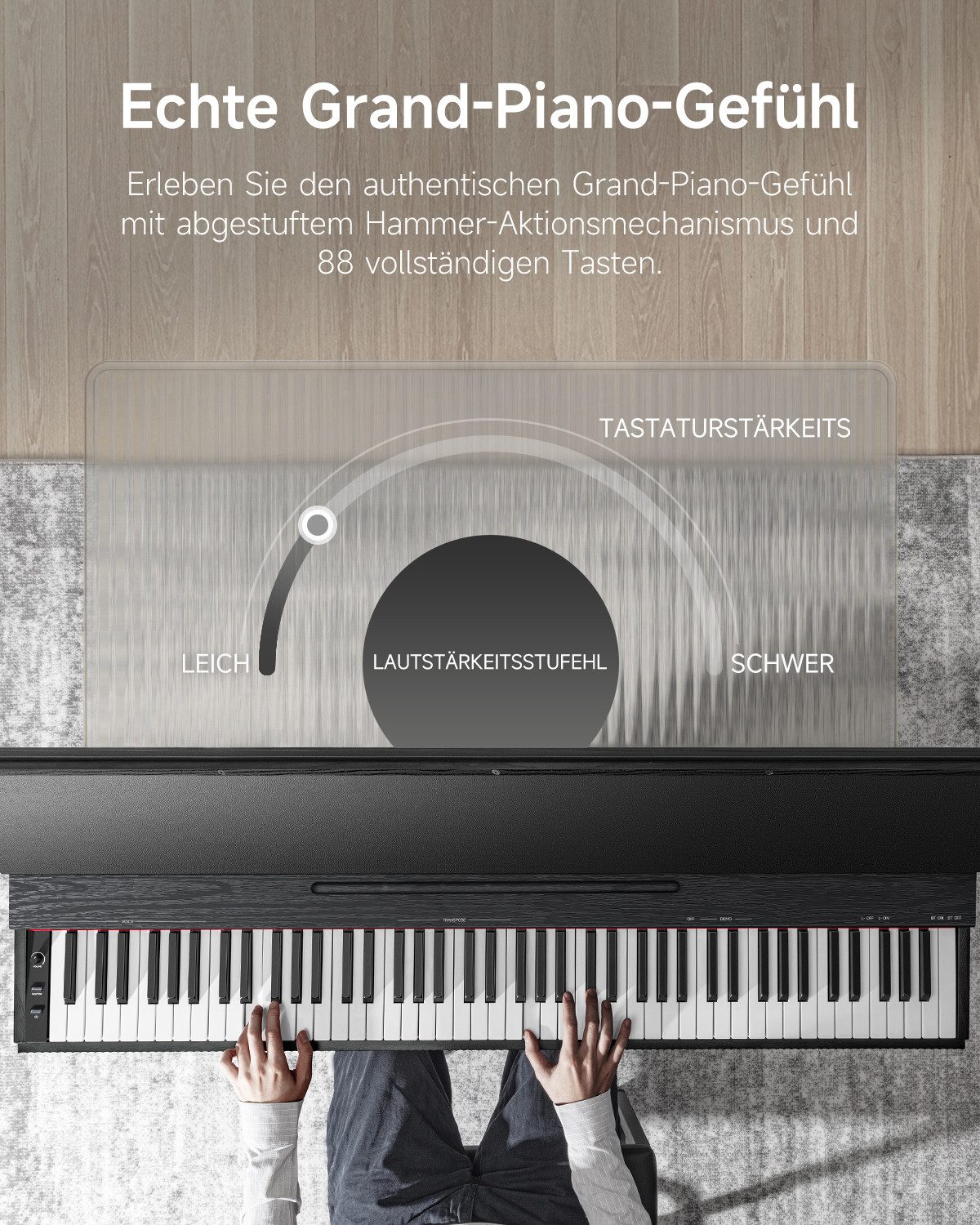 Donner Digitalpiano E-Piano Hammermechanik Tastatur mit 88 gewichteten Tasten OURA™ S300 (Set), Professionelles Klavier Perfekt für den Heimgebrauch