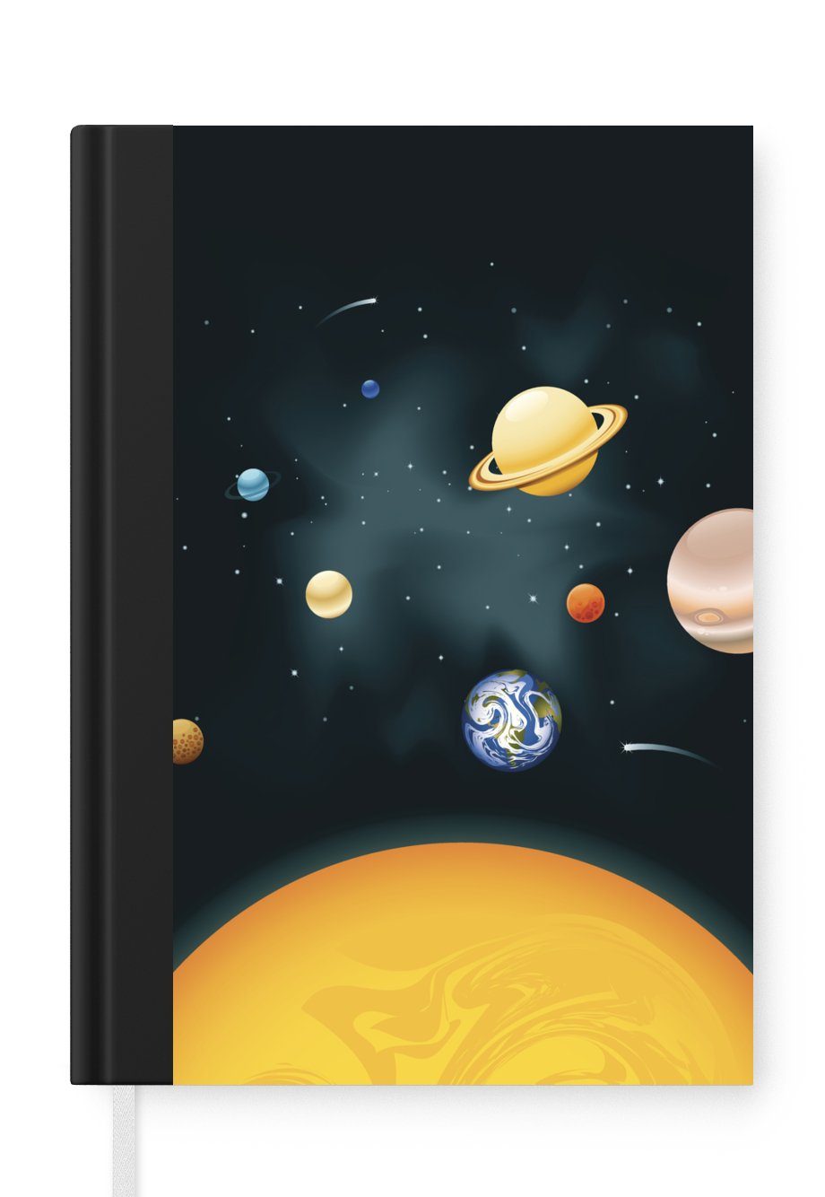 MuchoWow Notizbuch Eine Illustration des Sonnensystems mit unserem Planeten, Journal, Merkzettel, Tagebuch, Notizheft, A5, 98 Seiten, Haushaltsbuch