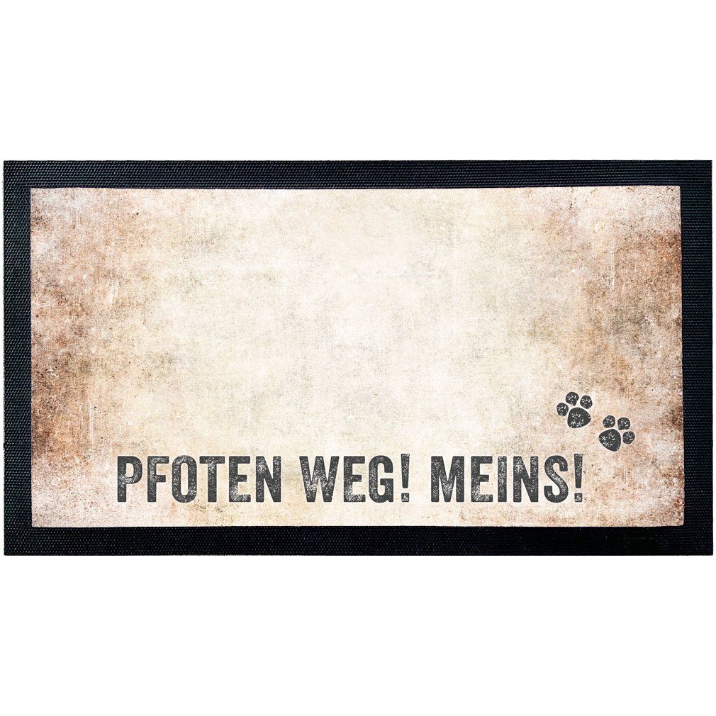 Cadouri Napfunterlage PFOTEN WEG! MEINS!, Schmutzmatte, Fressnapfunterlage für Hunde, 1-St., Bodenmatte aus Polyester mit rutschfester Rückseite aus Gummi, 45x25 cm, Futtermatte für den Hundenapf