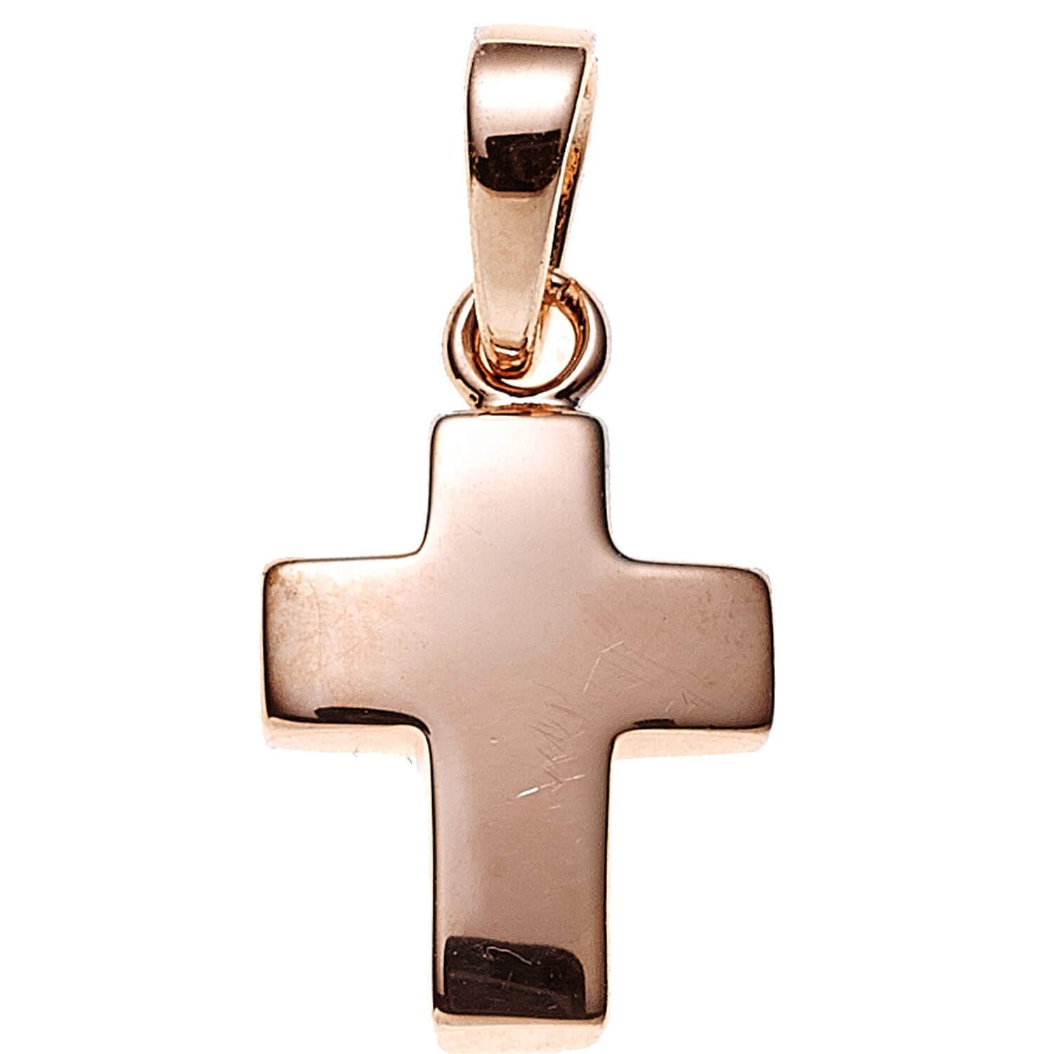 Kettenanhänger Anhänger Kreuz 13,2x8,6mm, 925 Silber, rotvergoldet